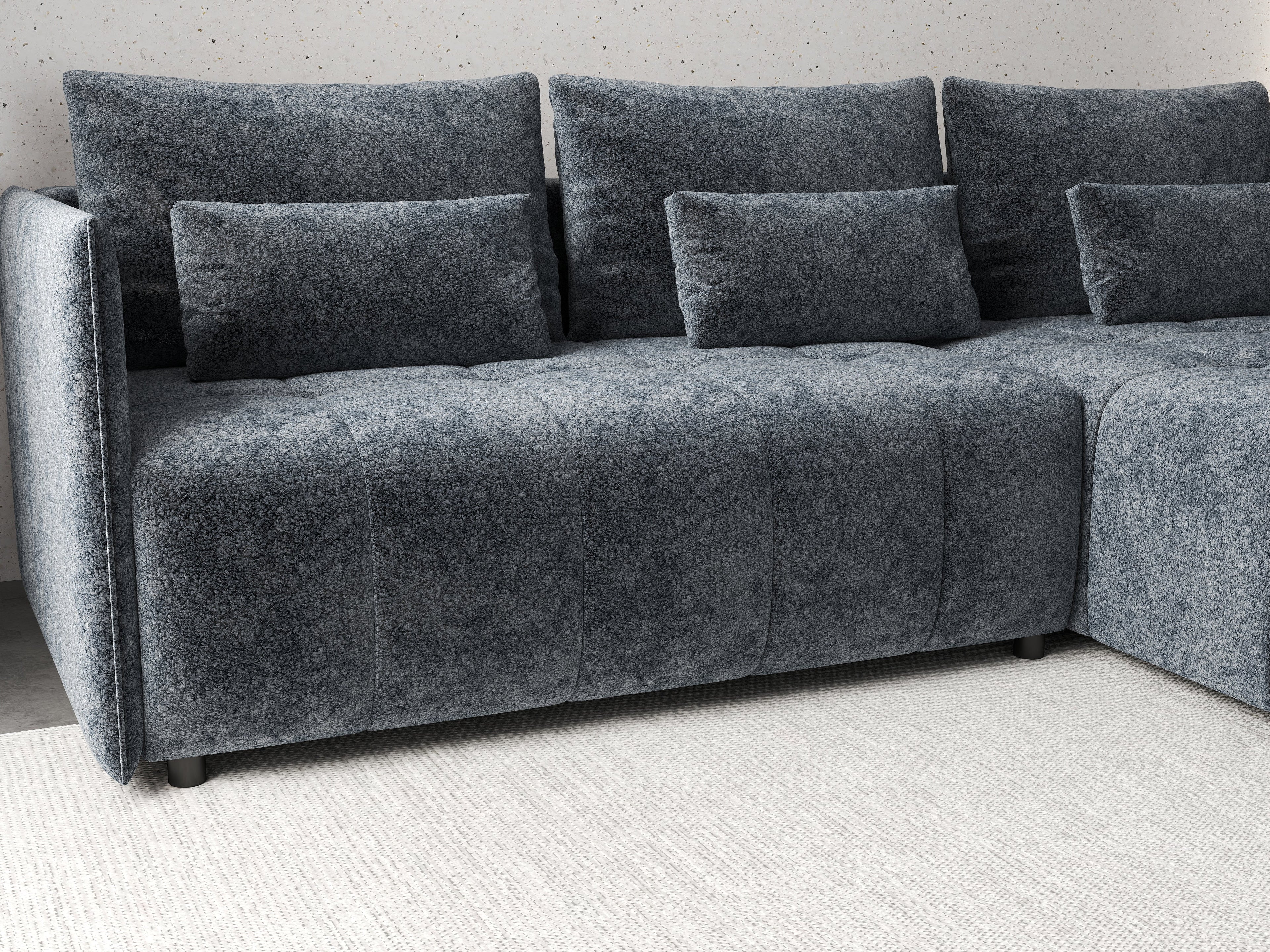Colțar extensibil dumonde cu ladă de depozitare si sezut confortabil din spuma high-density, Malta Euphoria Grafit II 235x185 cm