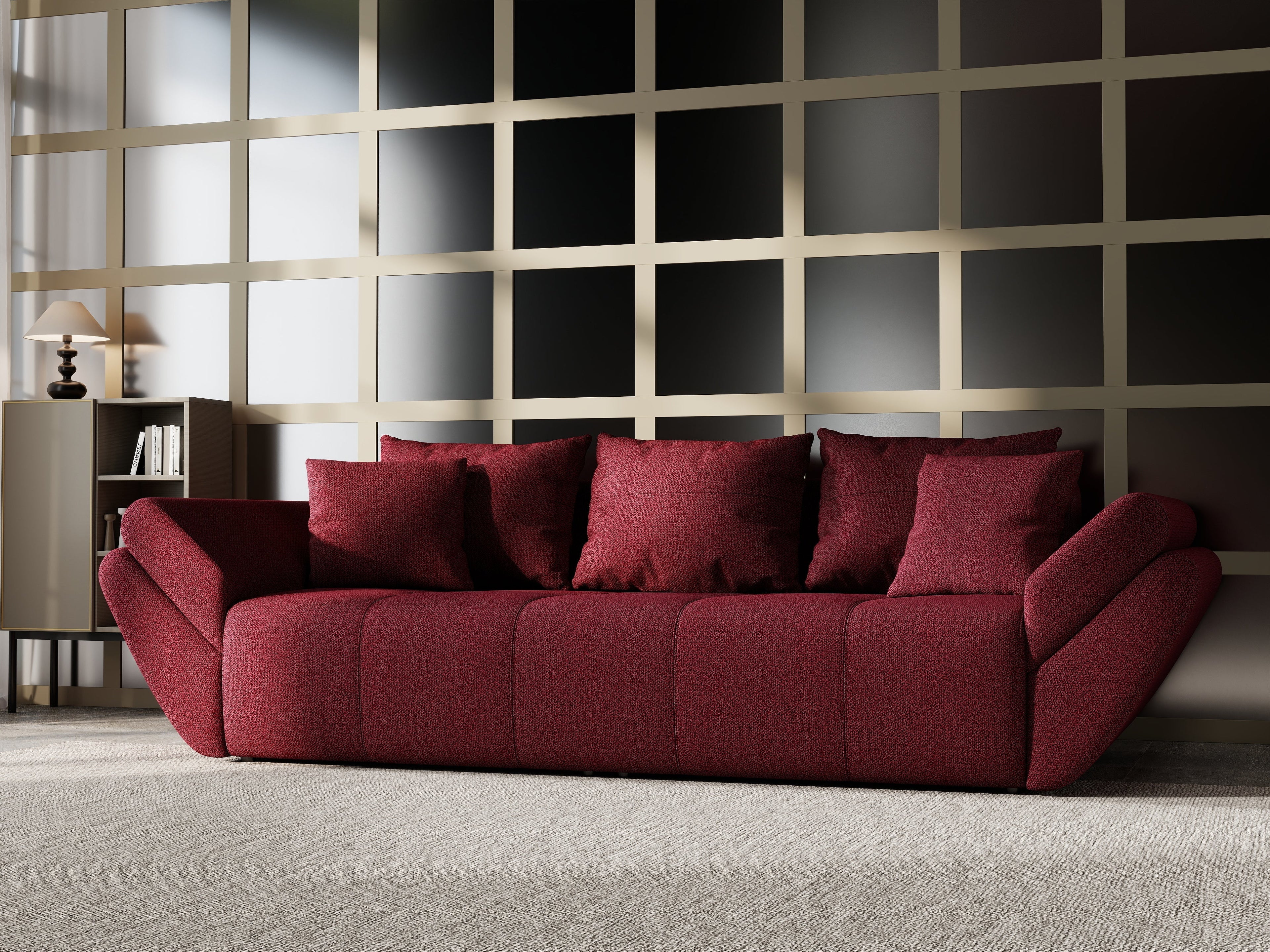 Canapea extensibilă dumonde cu ladă de depozitare si sezut confortabil din spuma high-density, Berlin Enjoy Winery 250x100 cm