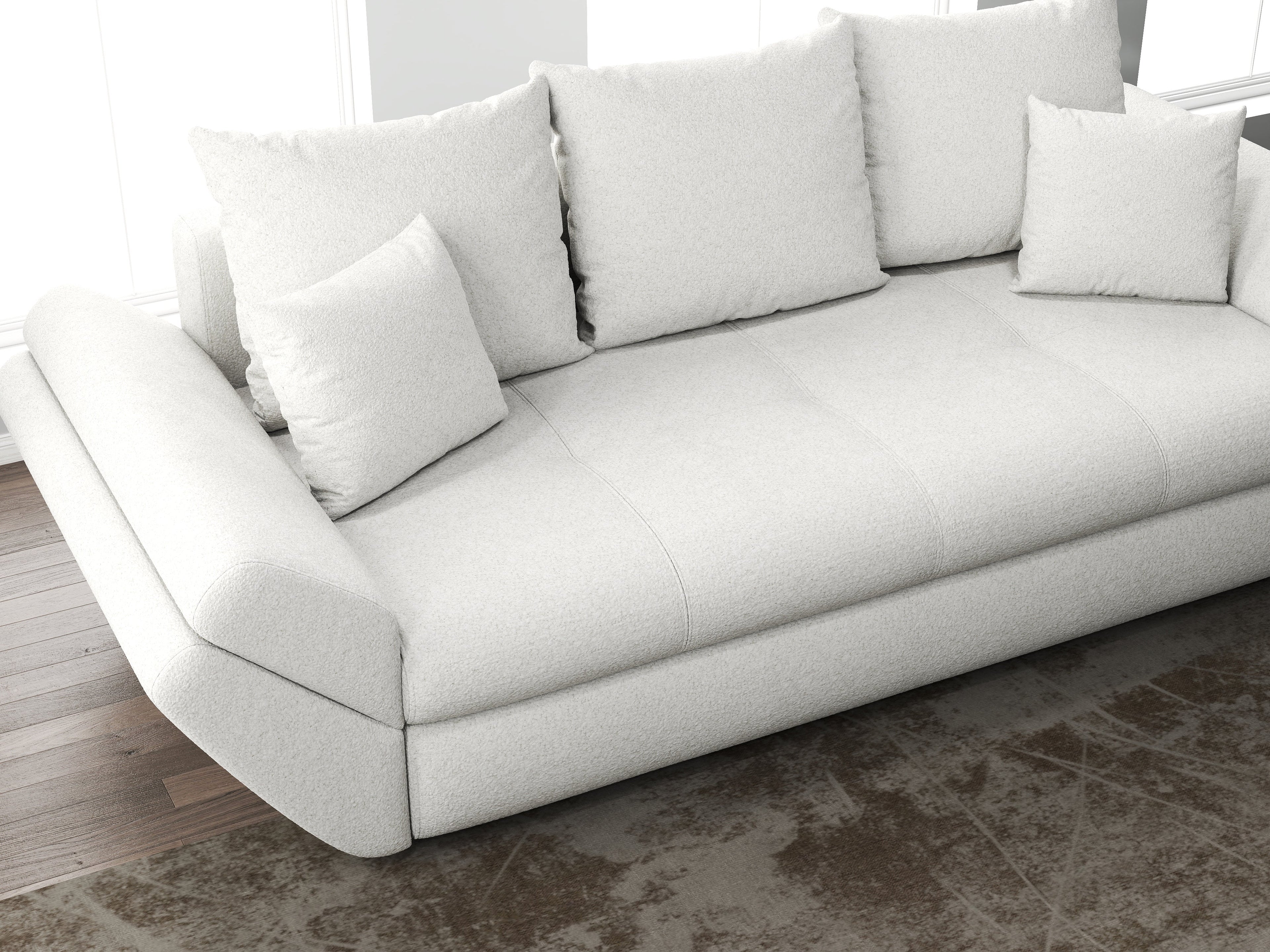 Canapea extensibilă dumonde cu ladă de depozitare si sezut confortabil din spuma high-density, Loana Euphoria Ivory 250x100 cm