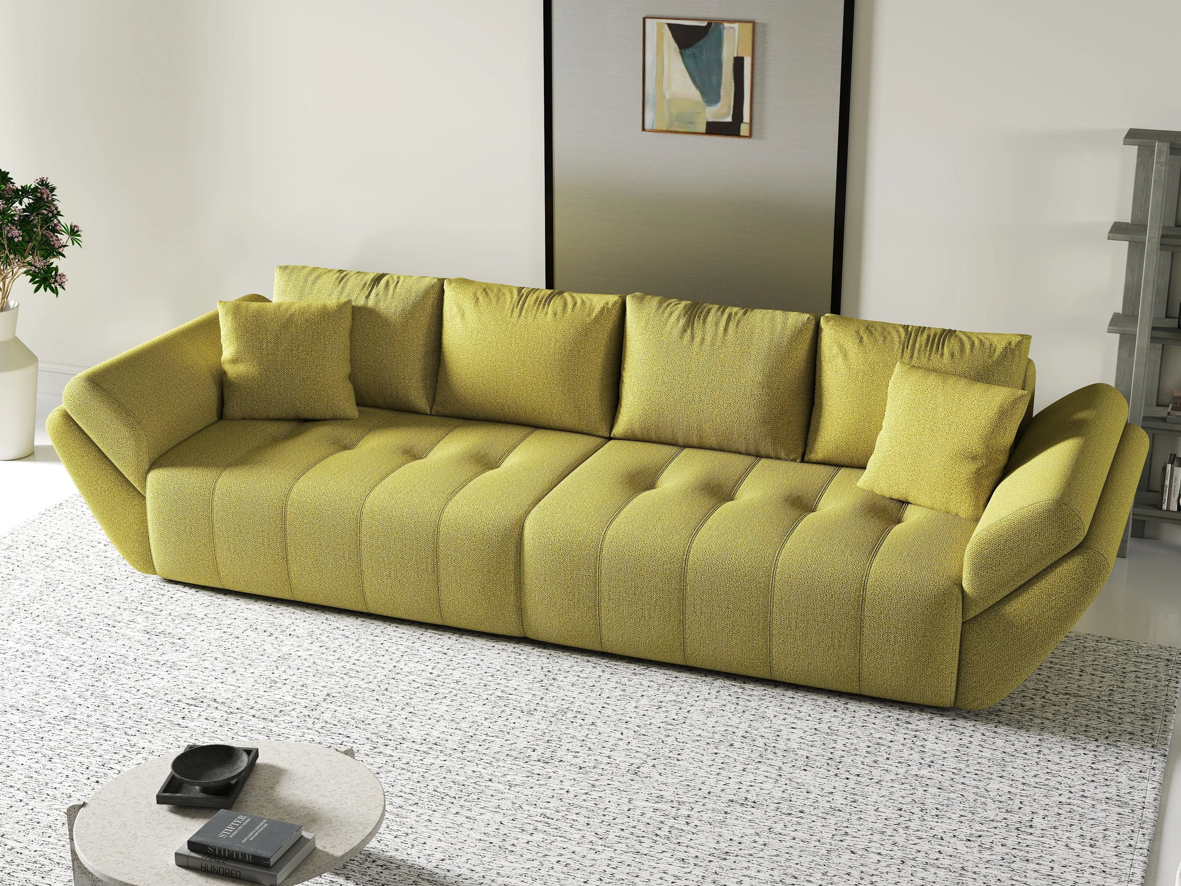 Canapea extensibilă dumonde cu ladă de depozitare si sezut confortabil din spuma high-density, Berlin Enjoy Green 300x100 cm