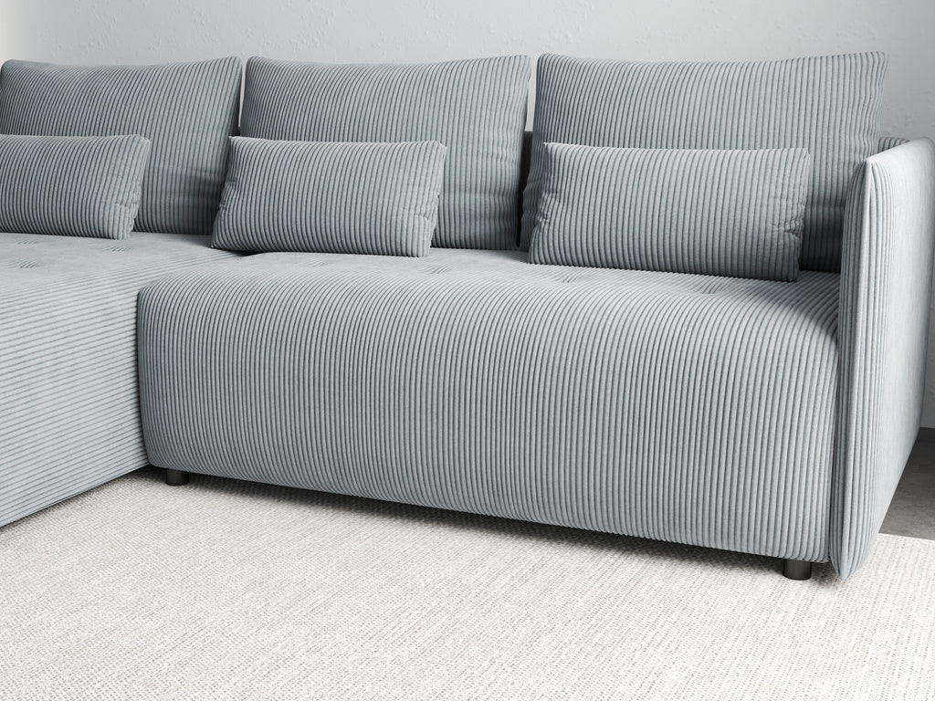 Colțar extensibil dumonde cu ladă de depozitare si sezut confortabil din spuma high-density, Malta Zoom Grey 235x185 cm