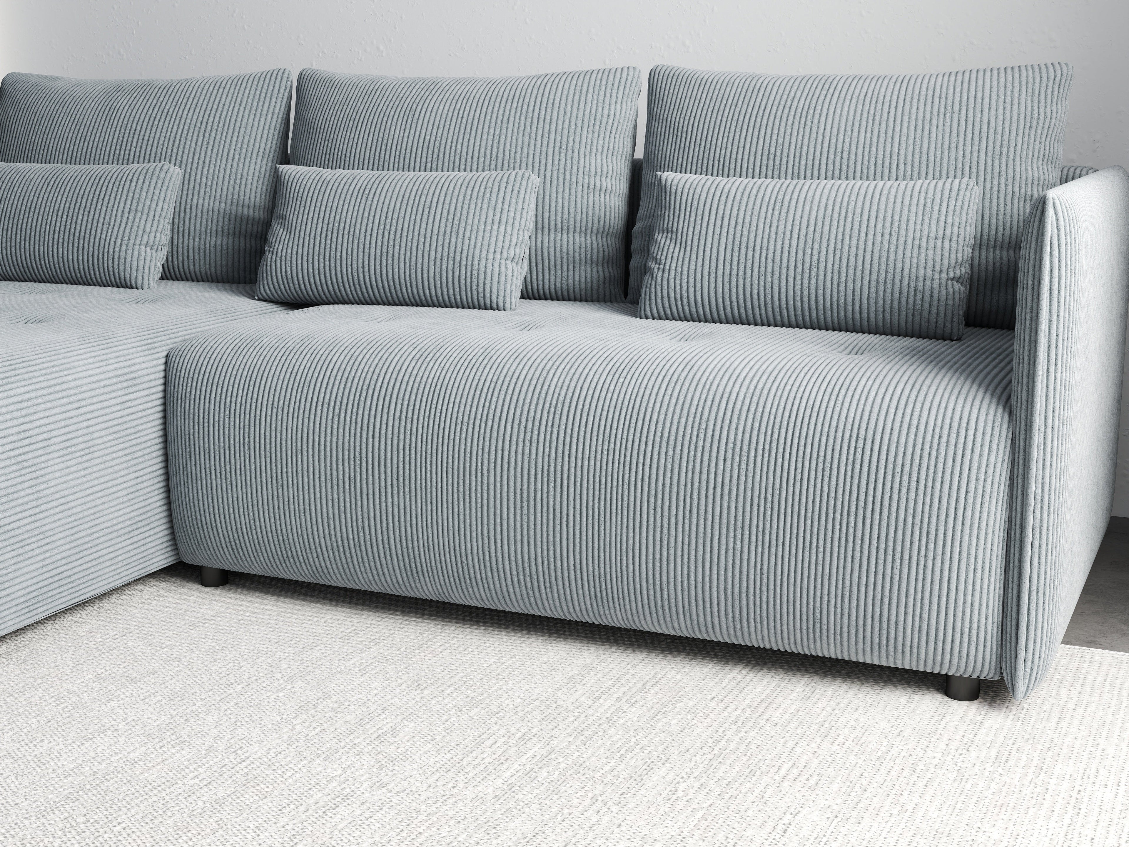 Colțar extensibil dumonde cu ladă de depozitare si sezut confortabil din spuma high-density, Malta Zoom Grey 235x185 cm
