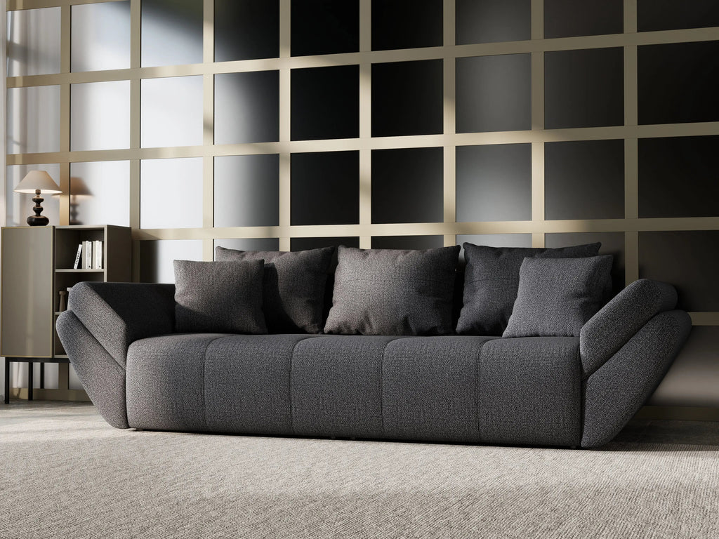 Canapea extensibilă dumonde cu ladă de depozitare si sezut confortabil din spuma high-density, Berlin Enjoy Graphite 250x100 cm