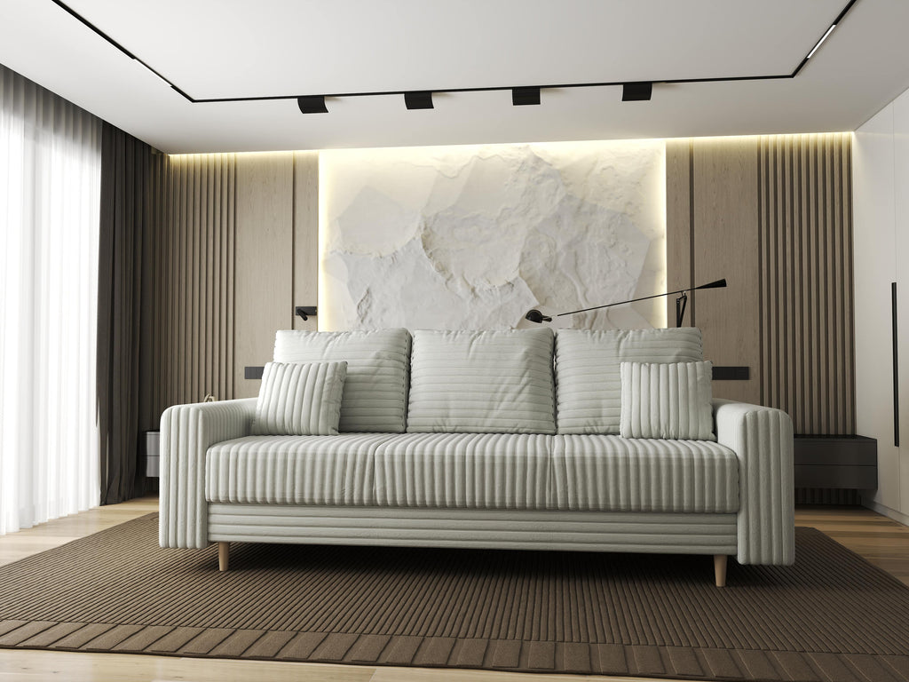 Canapea extensibilă dumonde cu ladă de depozitare si sezut confortabil din spuma high-density, Kronos Ambience Ivory 210x100 cm