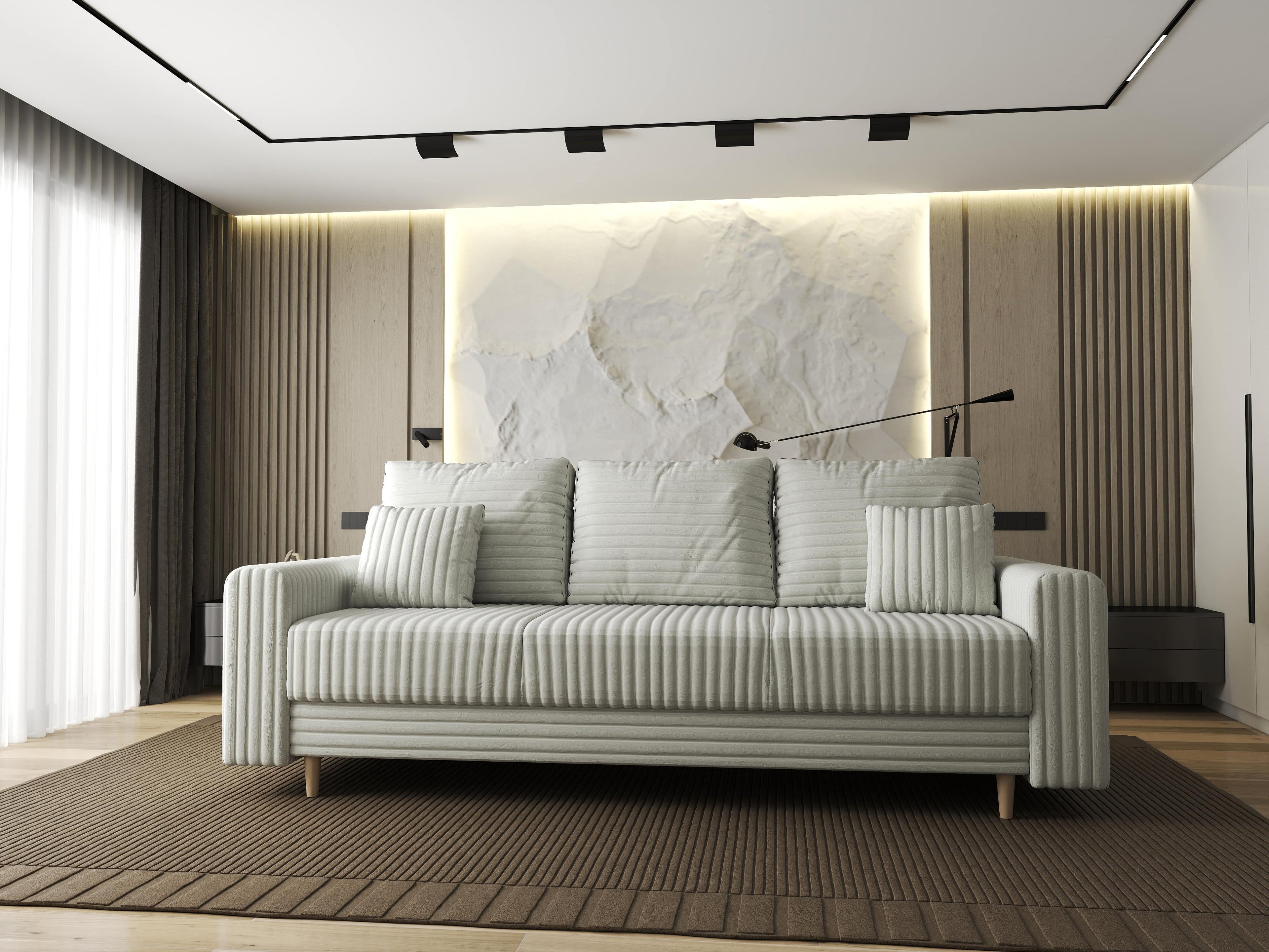 Canapea extensibilă dumonde cu ladă de depozitare si sezut confortabil din spuma high-density, Kronos Ambience Ivory 210x100 cm