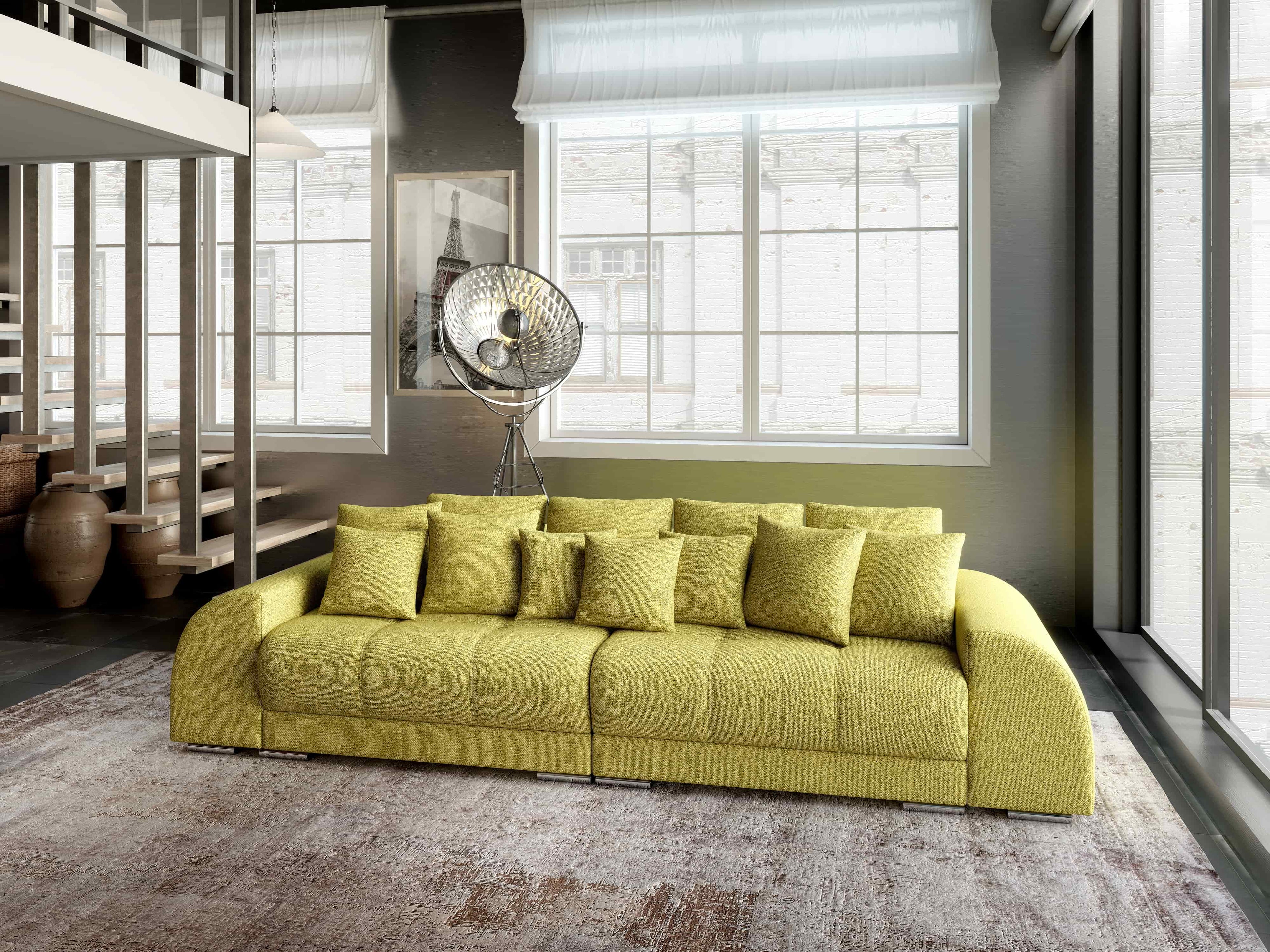 Canapea extensibilă dumonde cu 2 lăzi de depozitare si sezut confortabil din spuma high-density, Verona Enjoy Green 310x100 cm