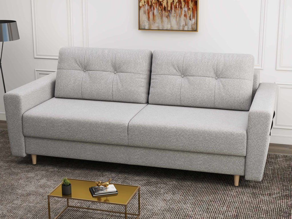 Canapea extensibilă dumonde cu ladă de depozitare si sezut confortabil din spuma high-density, Summer Euphoria Dove 225x100 cm