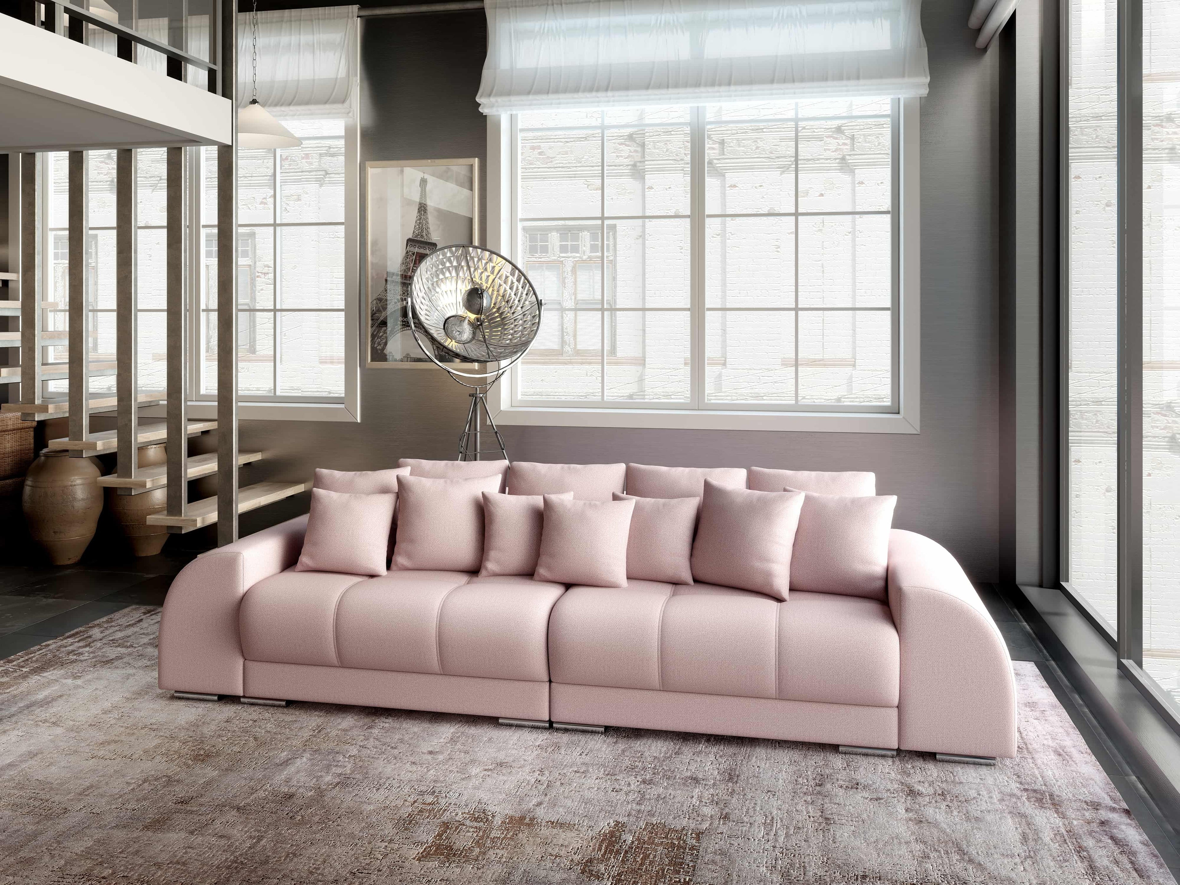 Canapea extensibilă dumonde cu 2 lăzi de depozitare si sezut confortabil din spuma high-density, Verona Enjoy Flamingo 310x100 cm