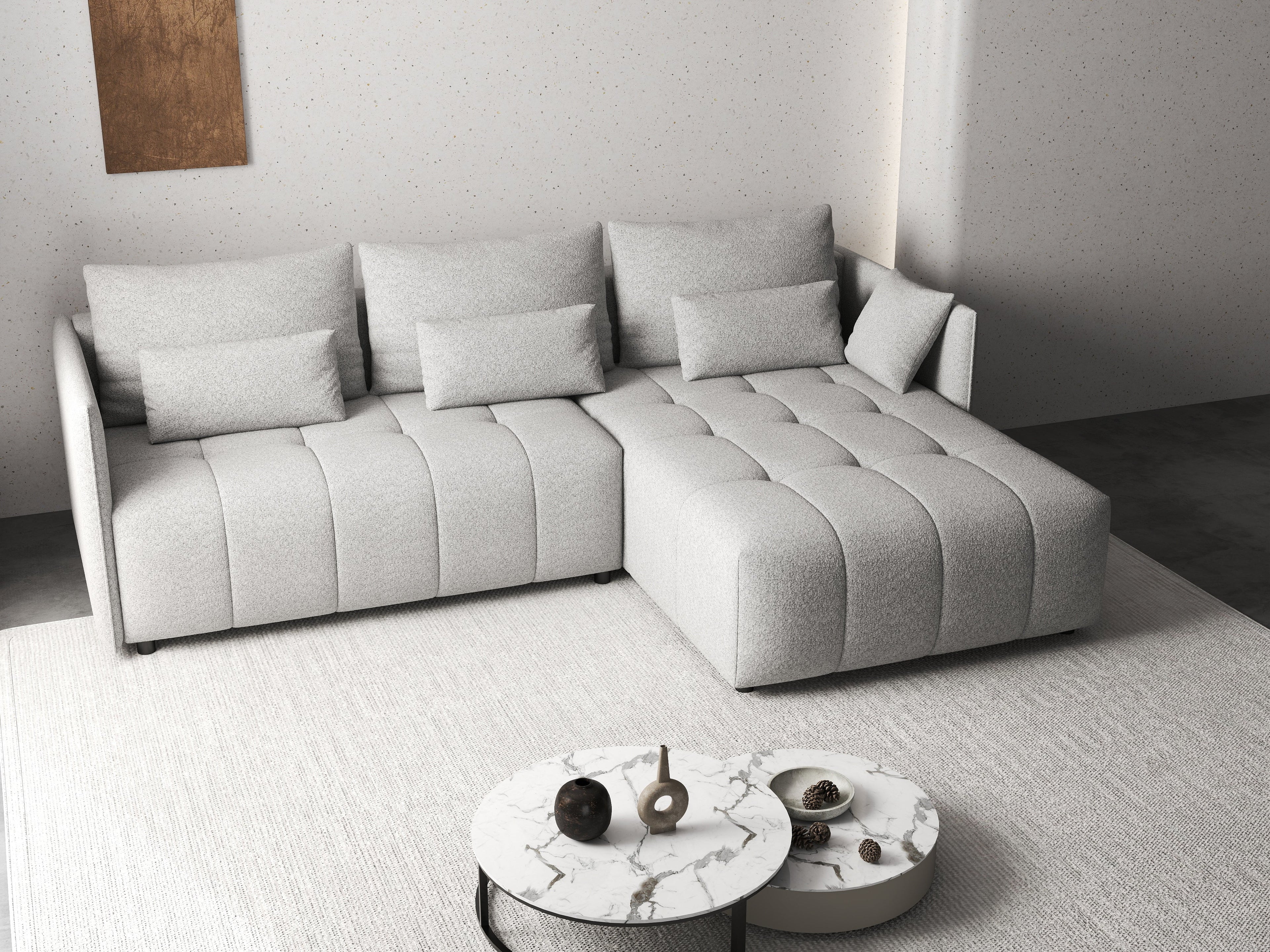 Colțar extensibil dumonde cu ladă de depozitare si sezut confortabil din spuma high-density, Malta Euphoria Dove 235x185 cm