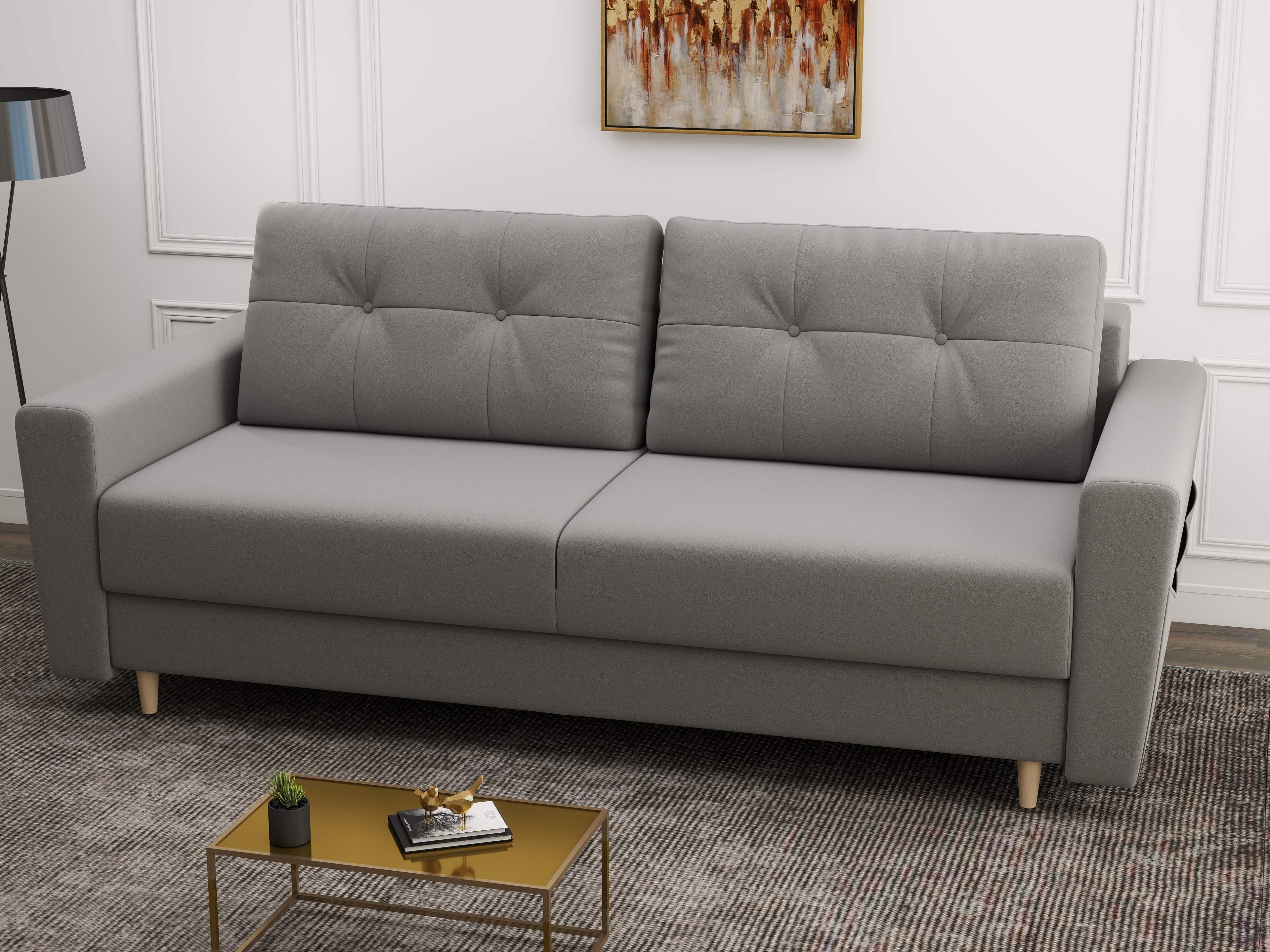Canapea extensibilă dumonde cu ladă de depozitare si sezut confortabil din spuma high-density, Summer Royal Gri 225x100 cm