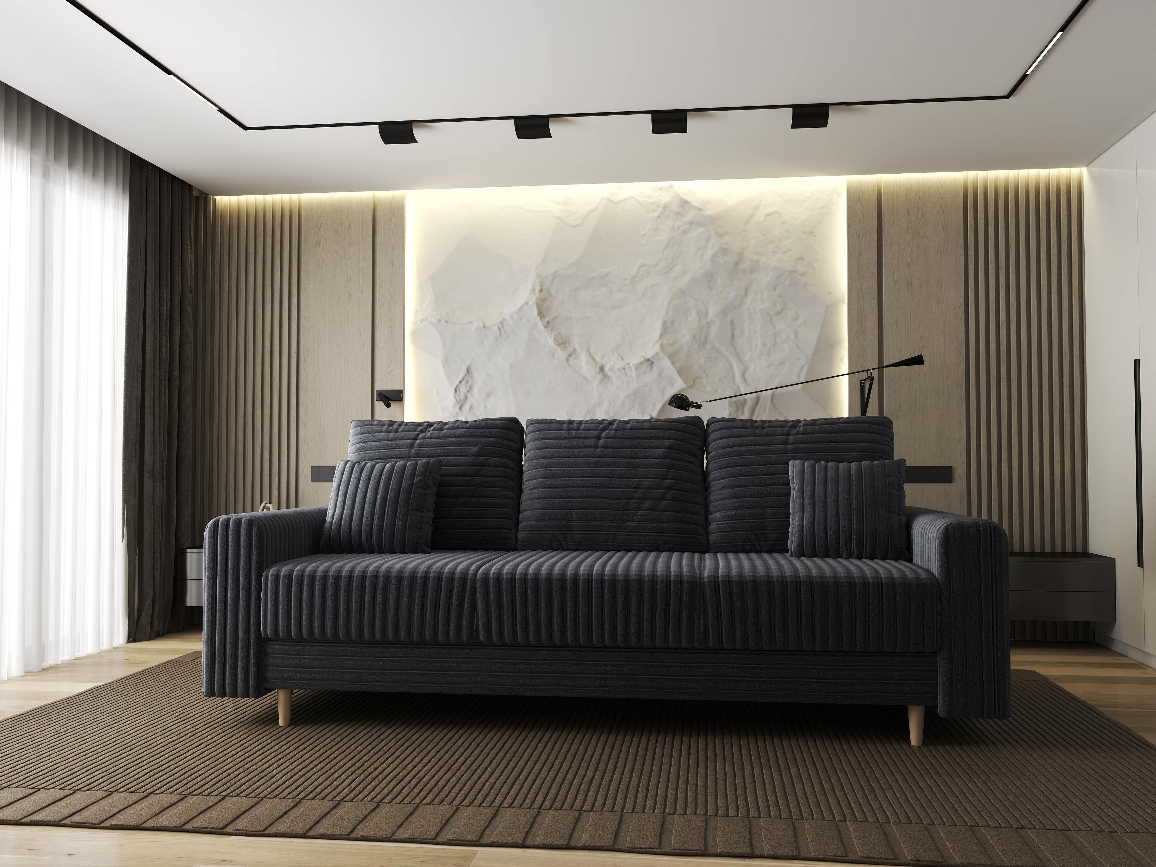 Canapea extensibilă dumonde cu ladă de depozitare si sezut confortabil din spuma high-density, Kronos Ambience Gri 210x100 cm