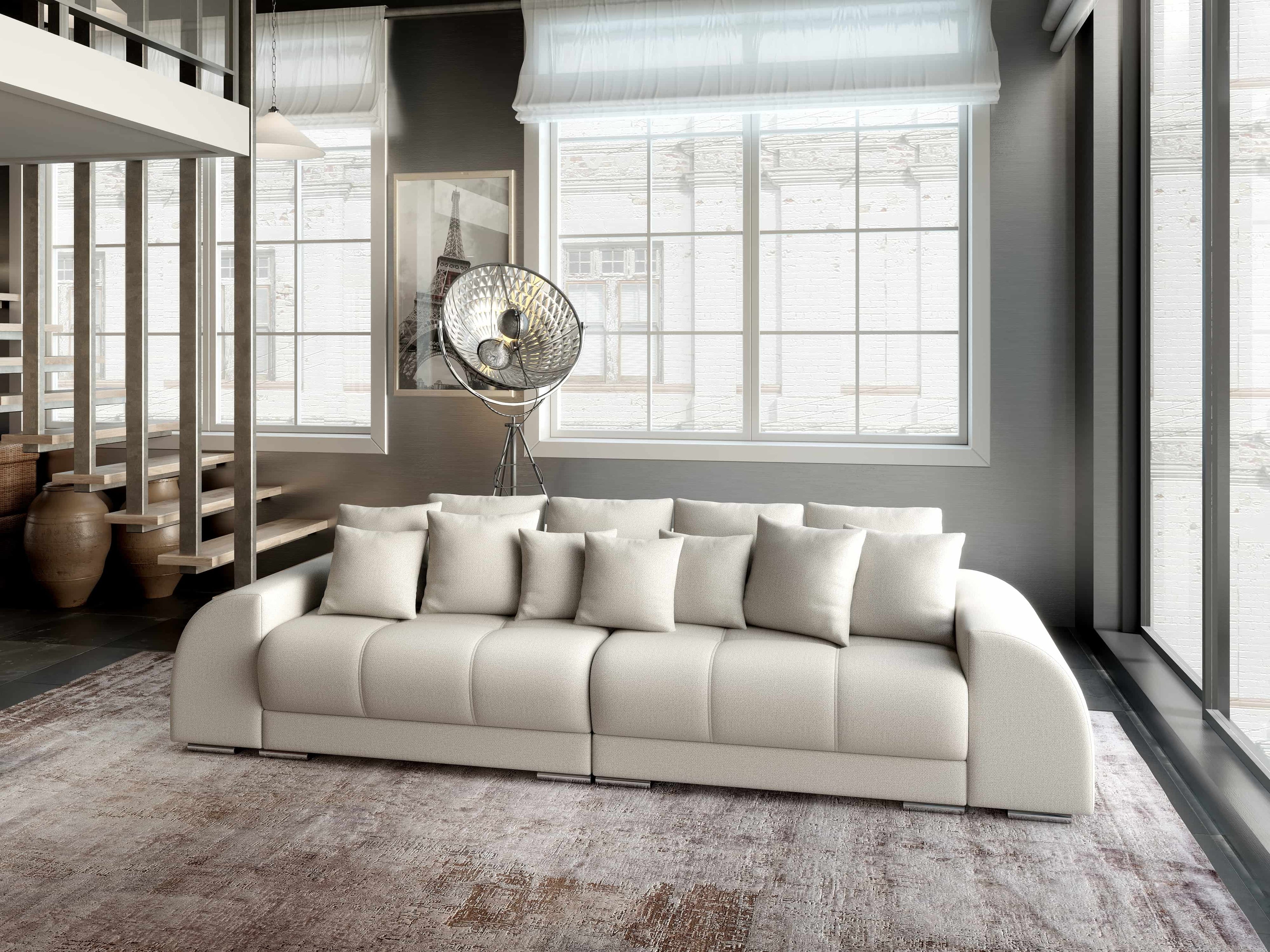 Canapea extensibilă dumonde cu 2 lăzi de depozitare si sezut confortabil din spuma high-density, Verona Enjoy Beige 310x100 cm