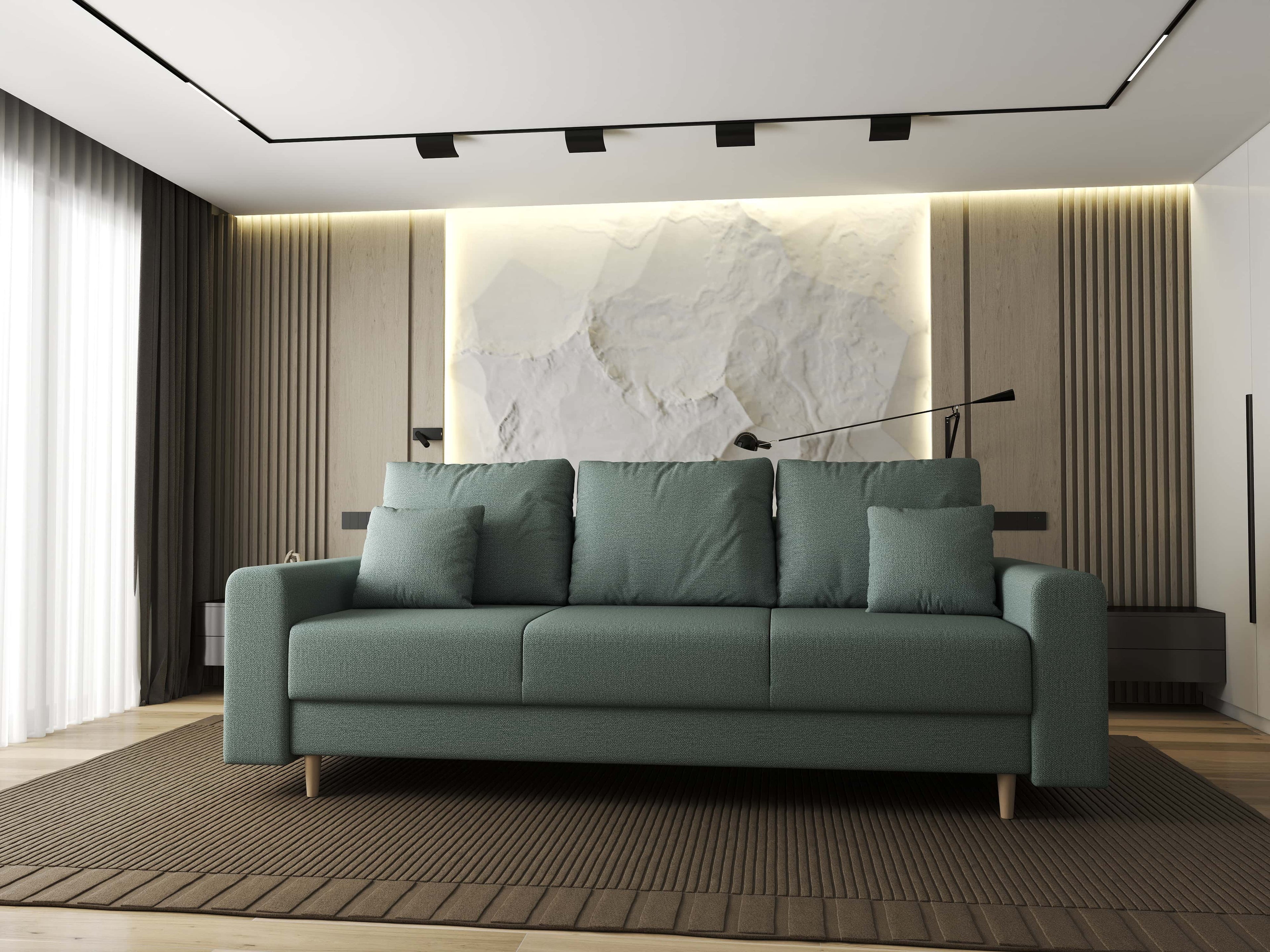 Canapea extensibilă dumonde cu ladă de depozitare si sezut confortabil din spuma high-density, Kronos Enjoy Mint 210x100 cm