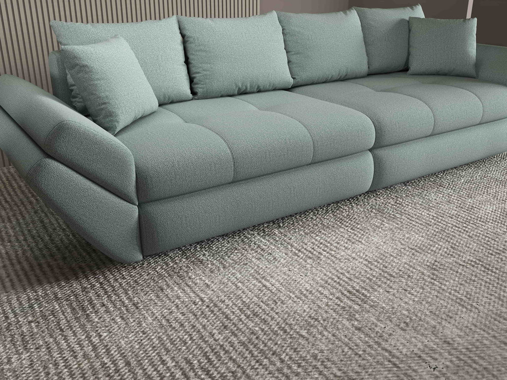 Canapea extensibilă dumonde cu ladă de depozitare si sezut confortabil din spuma high-density, Loana Enjoy Mint 300x100 cm