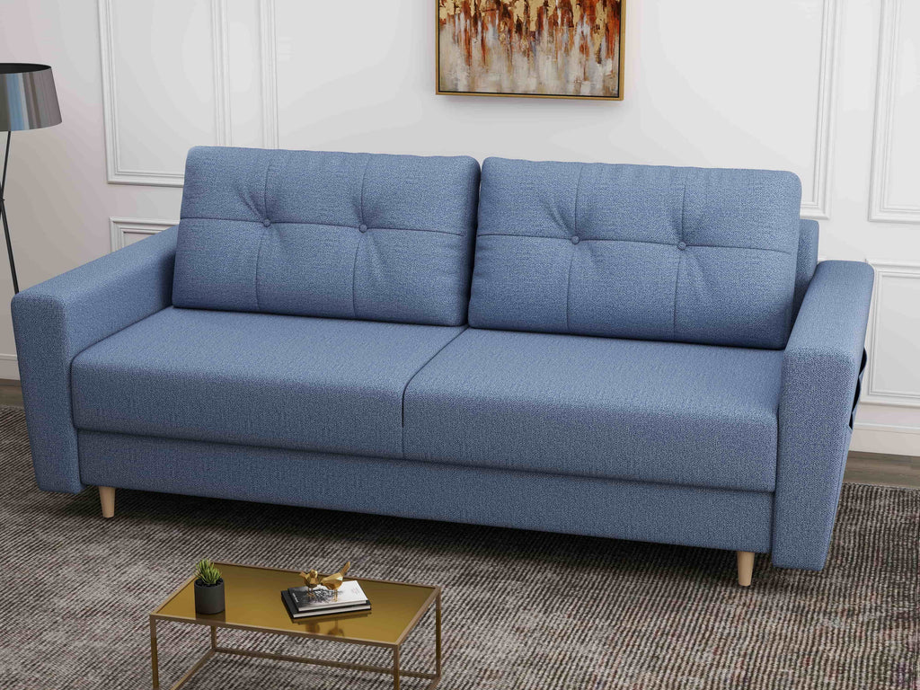 Canapea extensibilă dumonde cu ladă de depozitare si sezut confortabil din spuma high-density, Summer Enjoy Albastru 225x100 cm