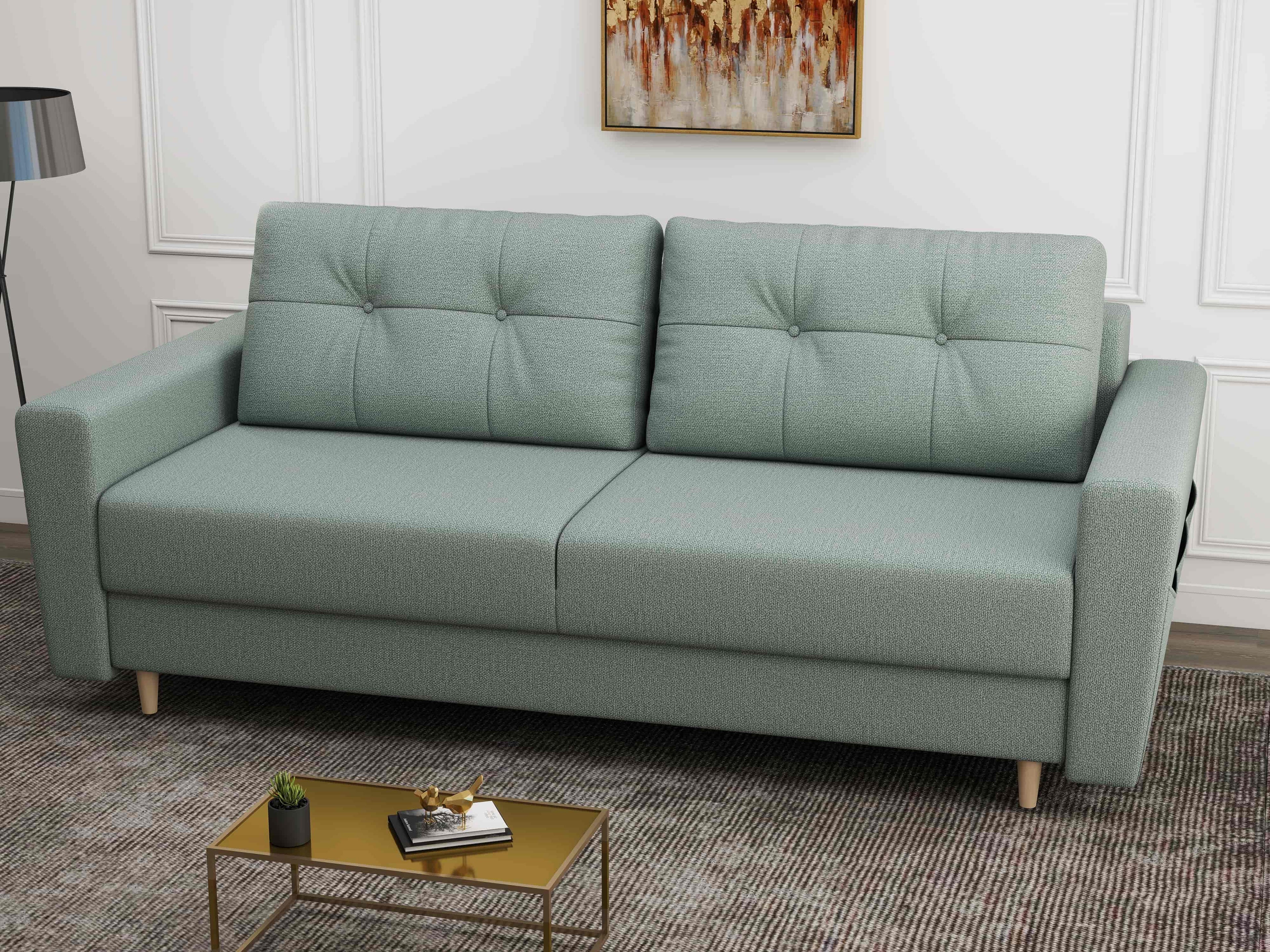 Canapea extensibilă dumonde cu ladă de depozitare si sezut confortabil din spuma high-density, Summer Enjoy Mint 225x100 cm