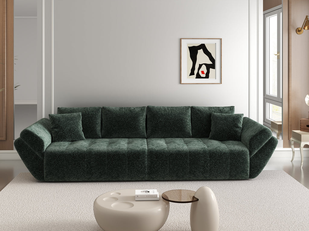Canapea extensibilă dumonde cu ladă de depozitare si sezut confortabil din spuma high-density, Berlin Euphoria Green 300x100 cm