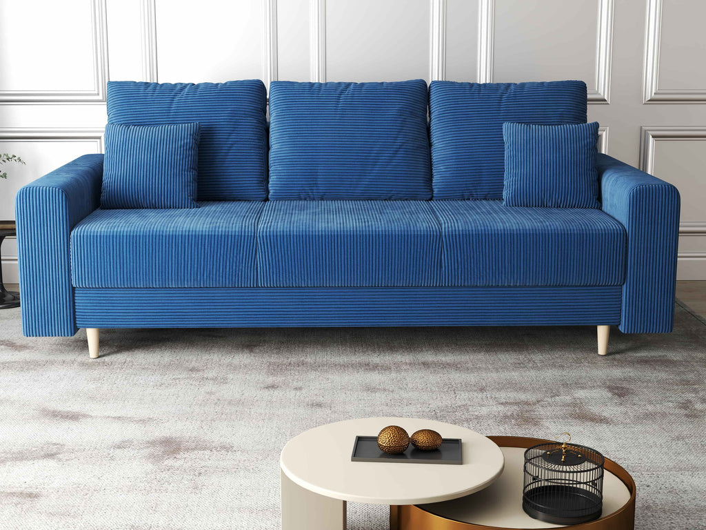 Canapea extensibilă dumonde cu ladă de depozitare si sezut confortabil din spuma high-density, Kronos Zoom Albastru 210x100 cm