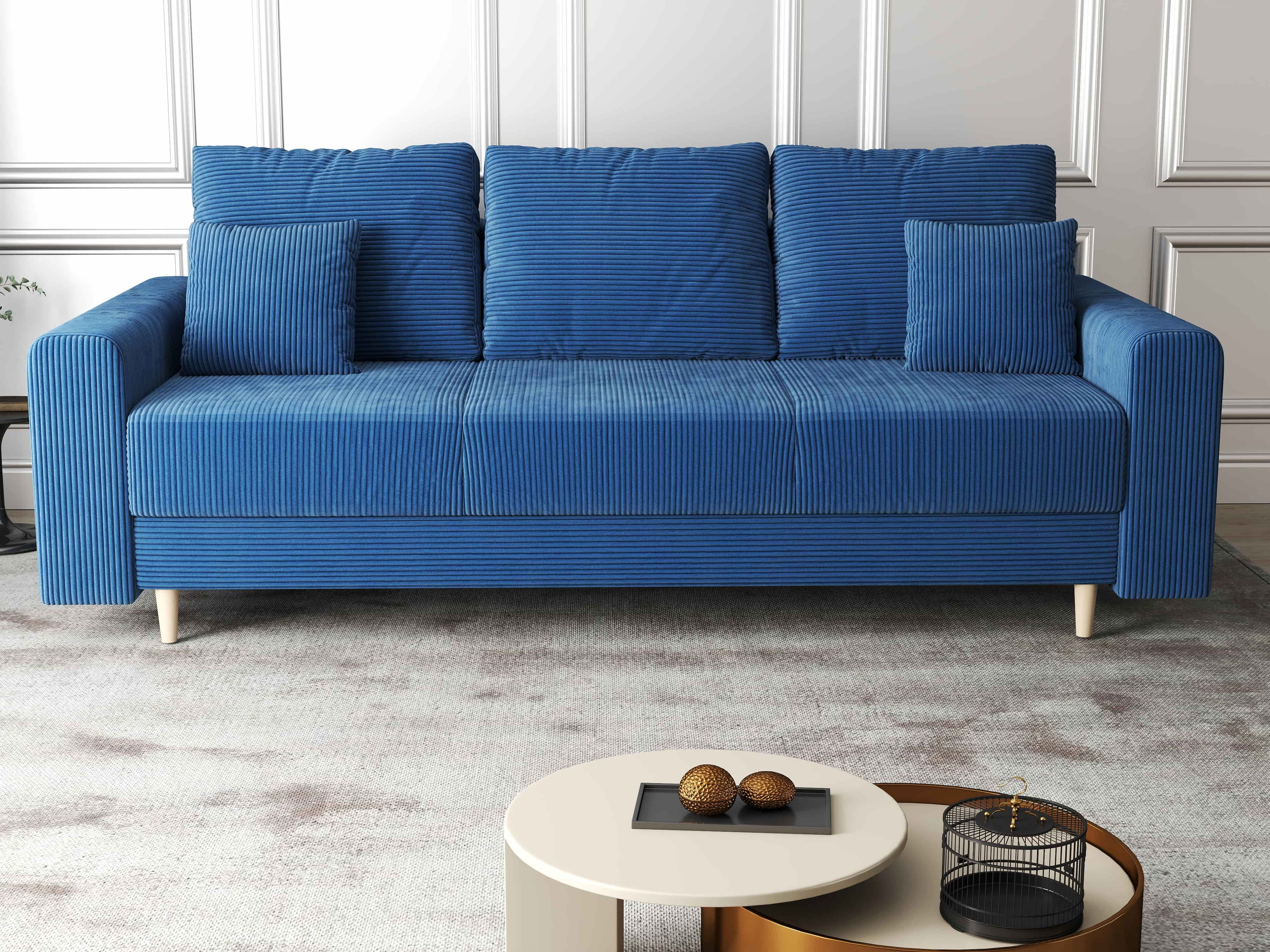 Canapea extensibilă dumonde cu ladă de depozitare si sezut confortabil din spuma high-density, Kronos Zoom Albastru 210x100 cm