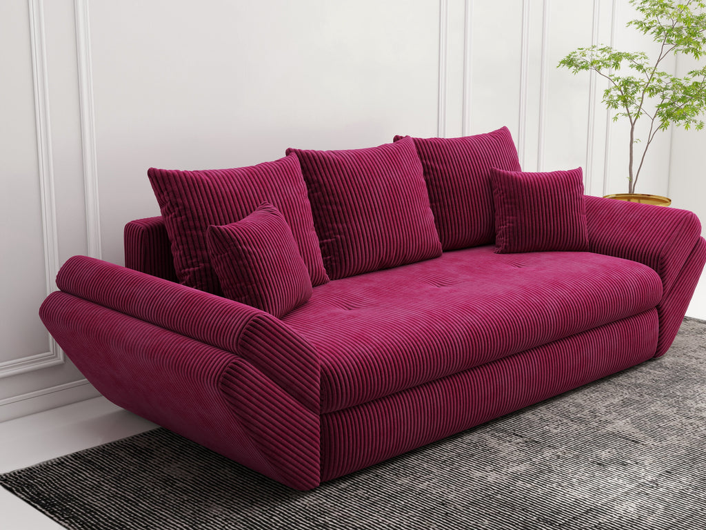 Canapea extensibilă dumonde cu ladă de depozitare si sezut confortabil din spuma high-density, Loana Zoom Rosu 250x100 cm