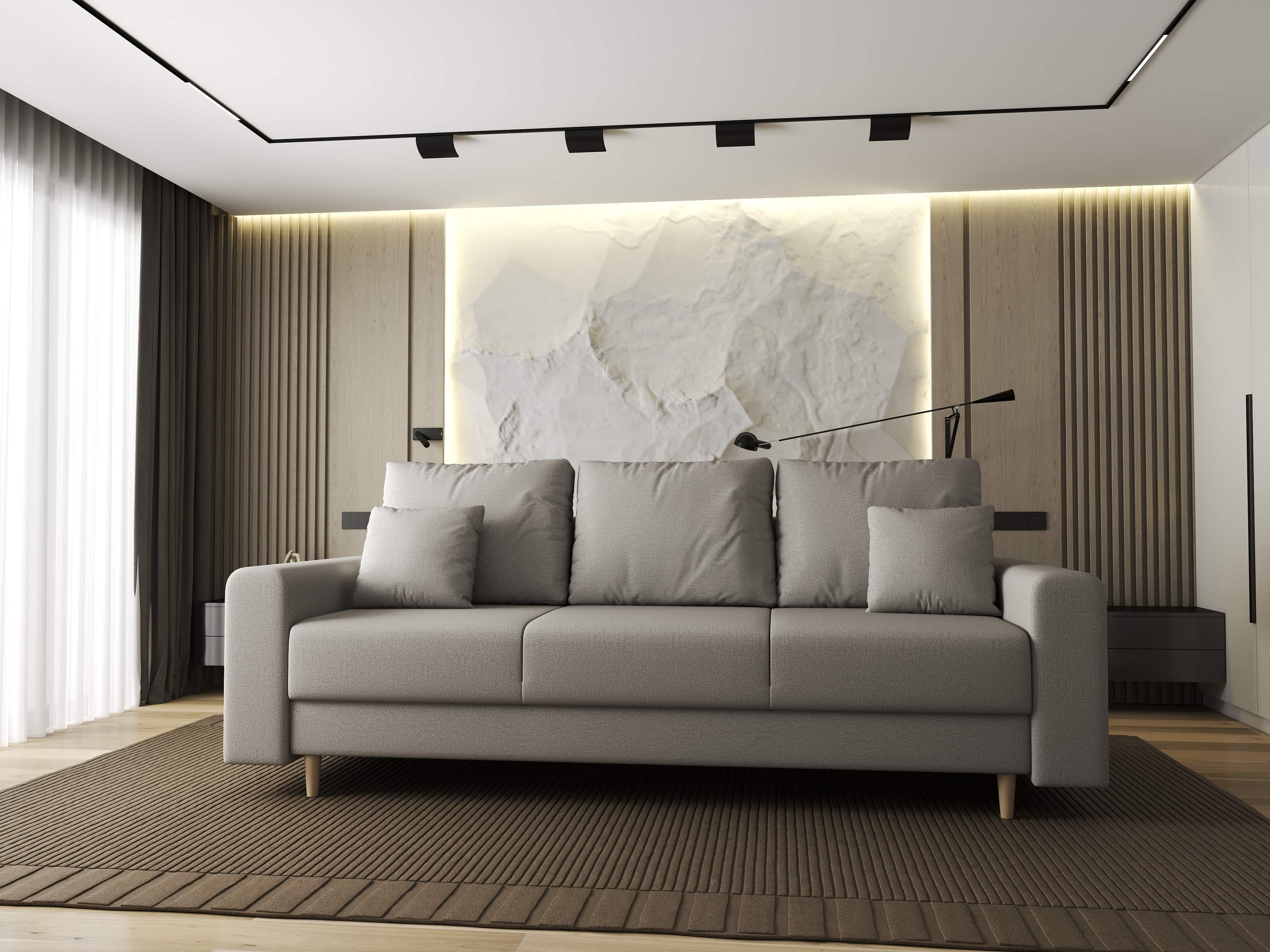 Canapea extensibilă dumonde cu ladă de depozitare si sezut confortabil din spuma high-density, Kronos Enjoy Bej 210x100 cm