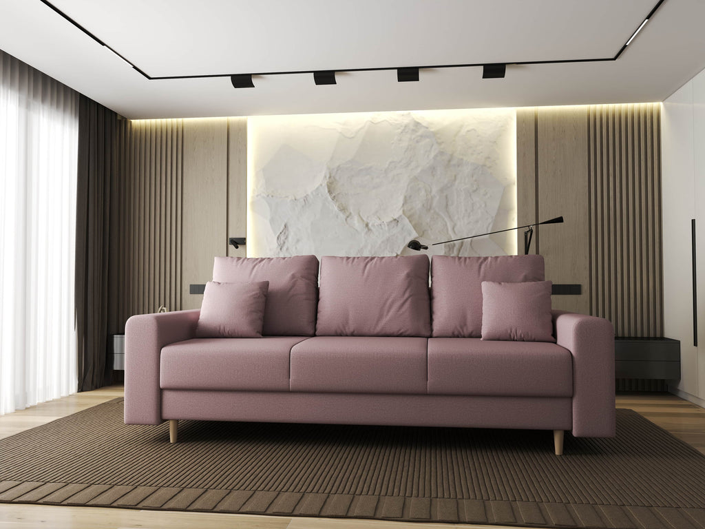 Canapea extensibilă dumonde cu ladă de depozitare si sezut confortabil din spuma high-density, Kronos Enjoy Flamingo 210x100 cm