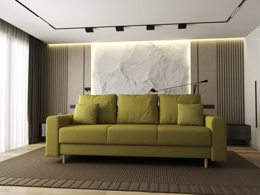 Canapea extensibilă dumonde cu ladă de depozitare si sezut confortabil din spuma high-density, Kronos Enjoy Verde 210x100 cm