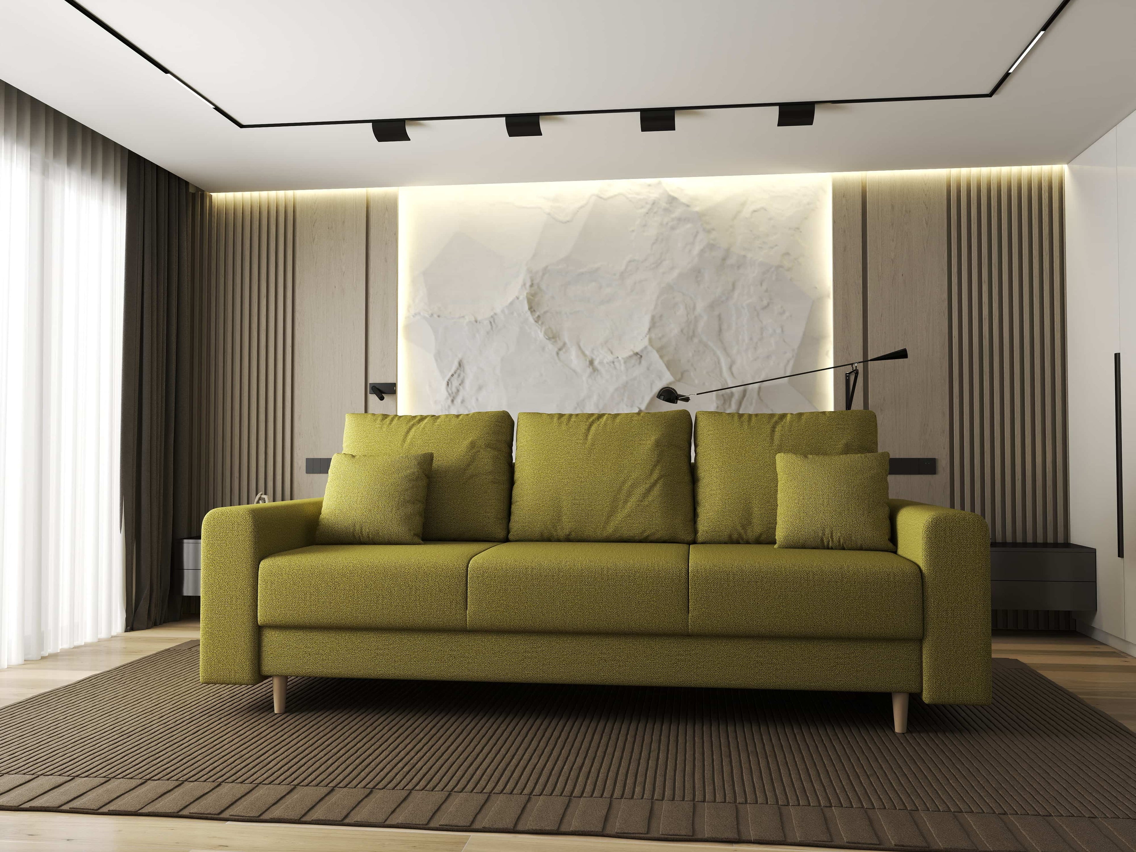 Canapea extensibilă dumonde cu ladă de depozitare si sezut confortabil din spuma high-density, Kronos Enjoy Verde 210x100 cm