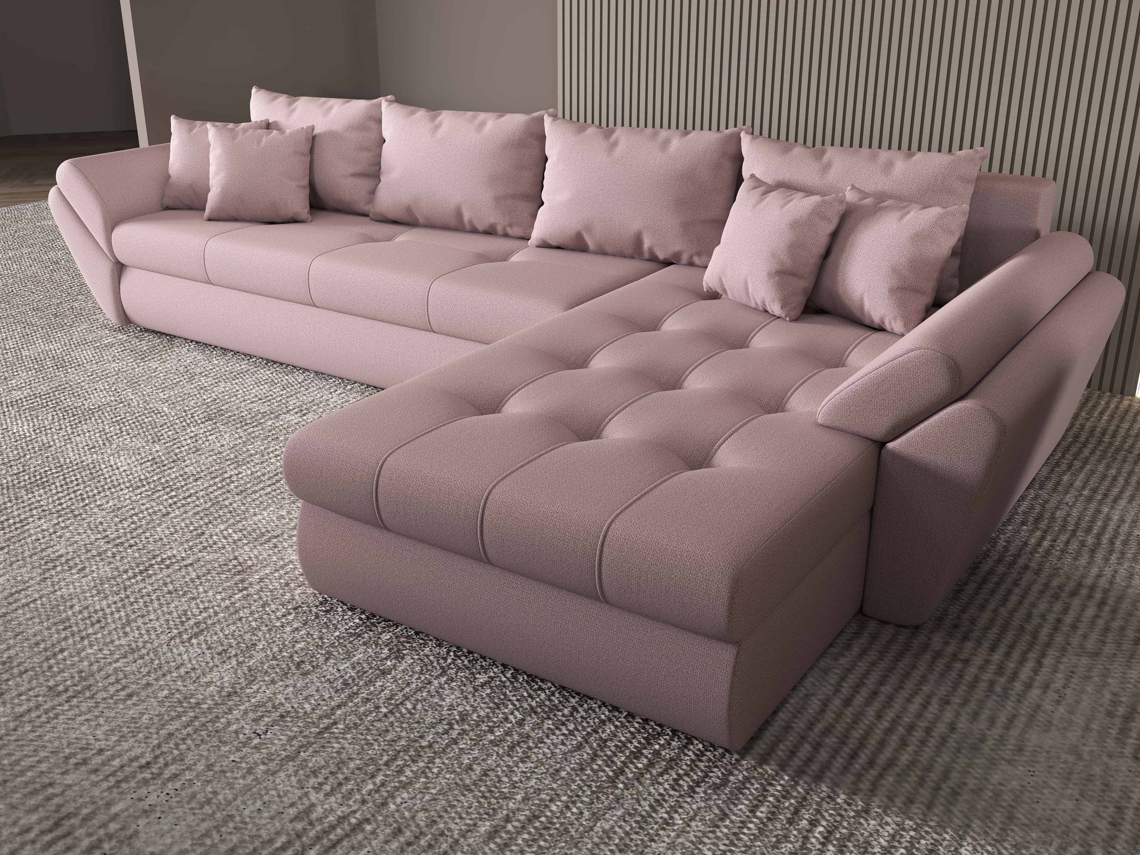 Colțar extensibil dumonde cu ladă de depozitare si sezut confortabil din spuma high-density, Loana XL Enjoy Flamingo II 335x185 cm