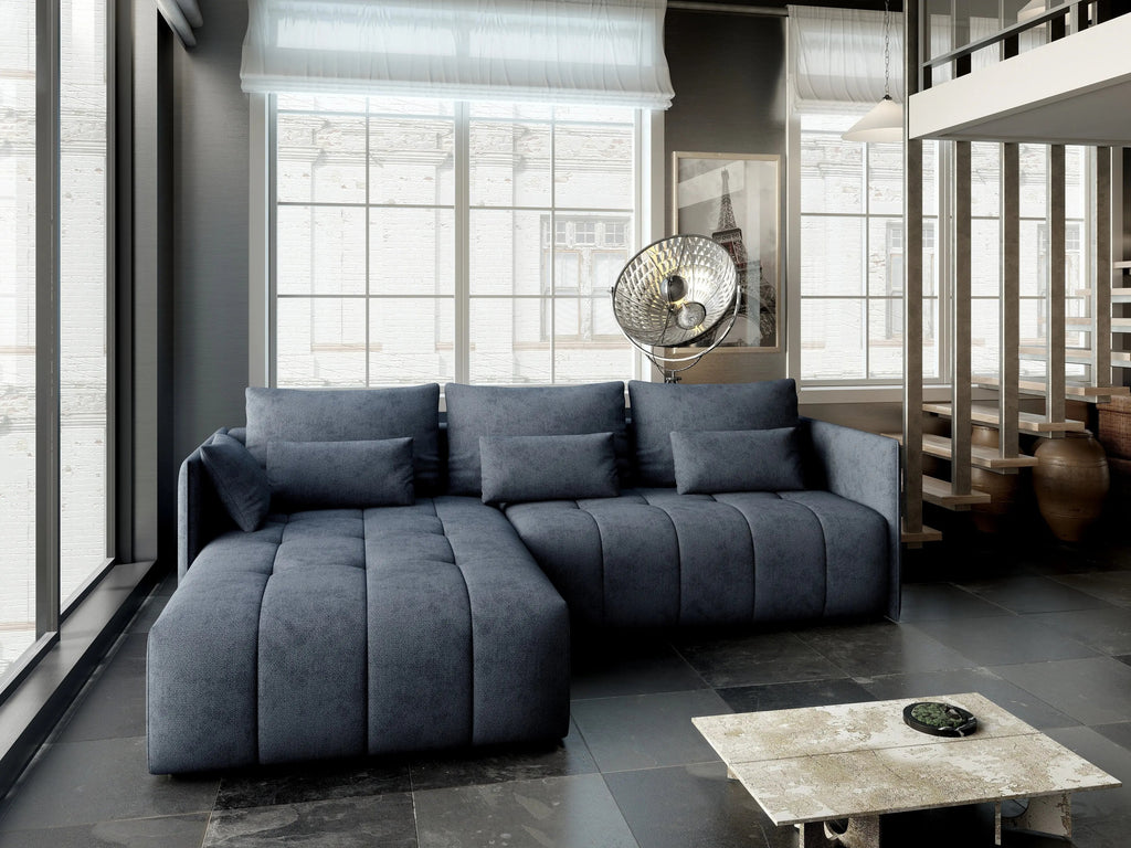 Colțar extensibil dumonde cu ladă de depozitare si sezut confortabil din spuma high-density, Malta Enjoy Antracit 235x185 cm