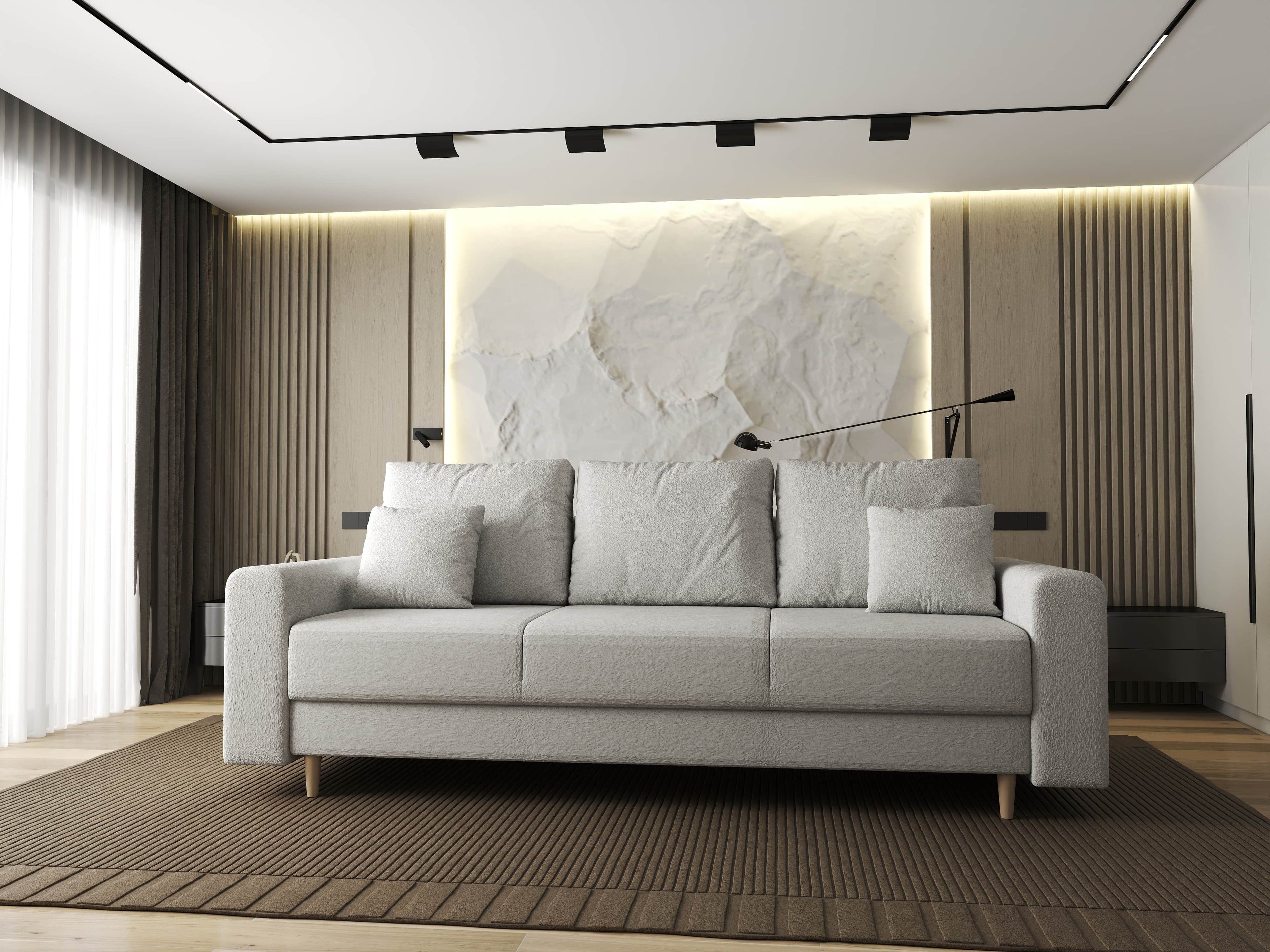 Canapea extensibilă dumonde cu ladă de depozitare si sezut confortabil din spuma high-density, Kronos Euphoria Ivory 210x100 cm