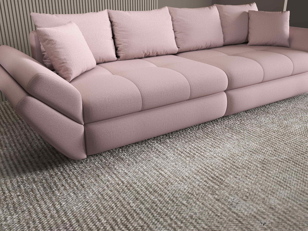 Canapea extensibilă dumonde cu ladă de depozitare si sezut confortabil din spuma high-density, Loana Enjoy Roz 300x100 cm