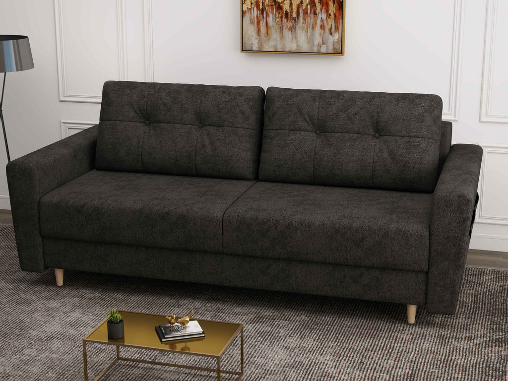Canapea extensibilă dumonde cu ladă de depozitare si sezut confortabil din spuma high-density, Summer Enjoy Negru 225x100 cm