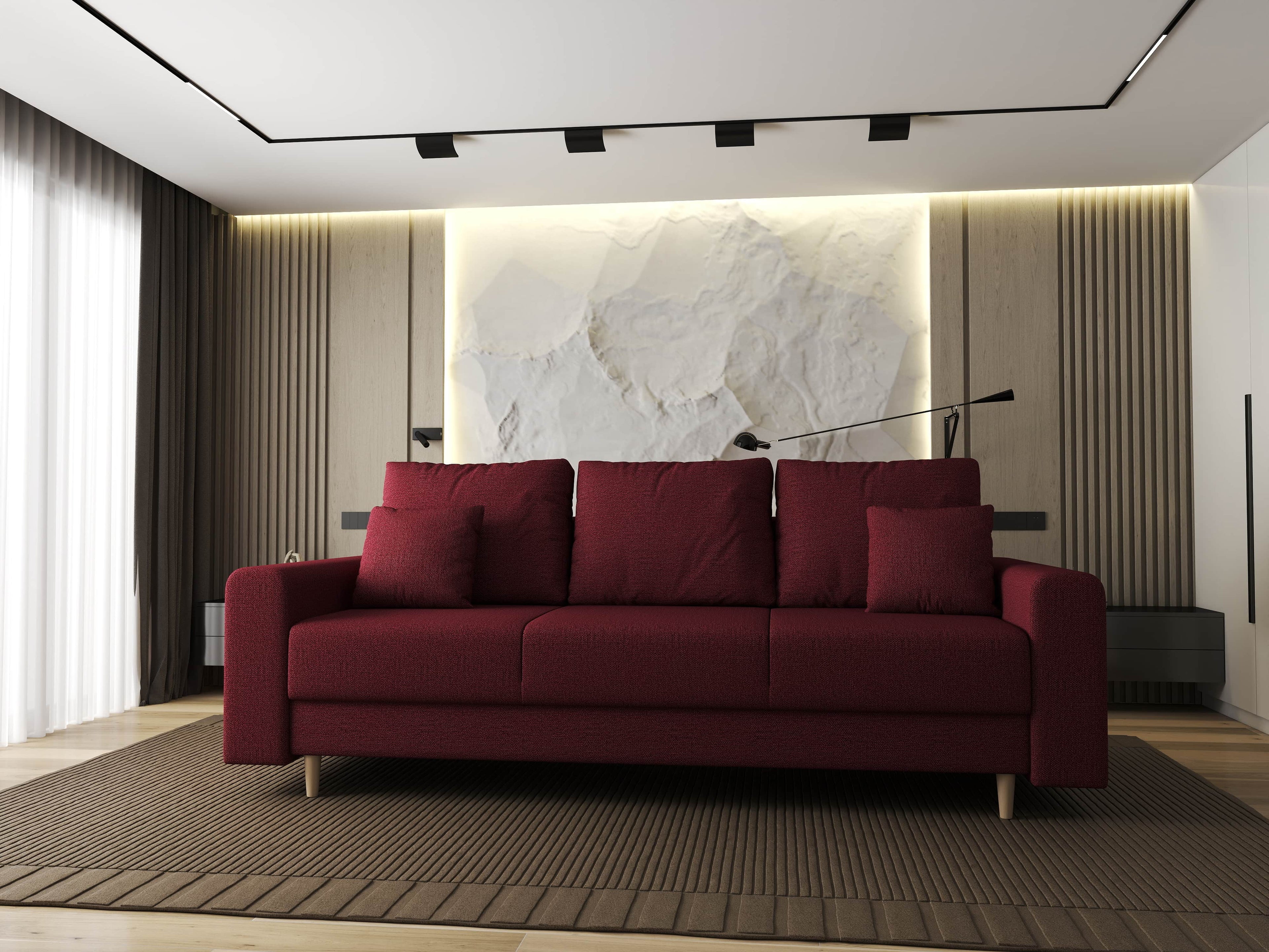 Canapea extensibilă dumonde cu ladă de depozitare si sezut confortabil din spuma high-density, Kronos Enjoy Rosu 210x100 cm