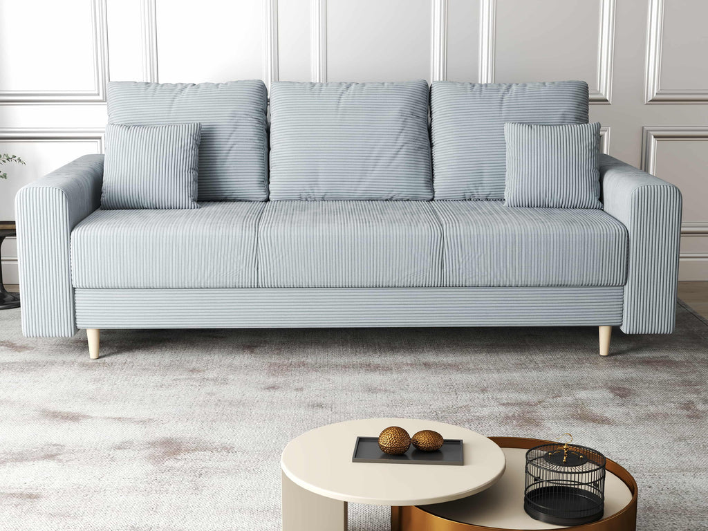 Canapea extensibilă dumonde cu ladă de depozitare si sezut confortabil din spuma high-density, Kronos Zoom Gri 210x100 cm