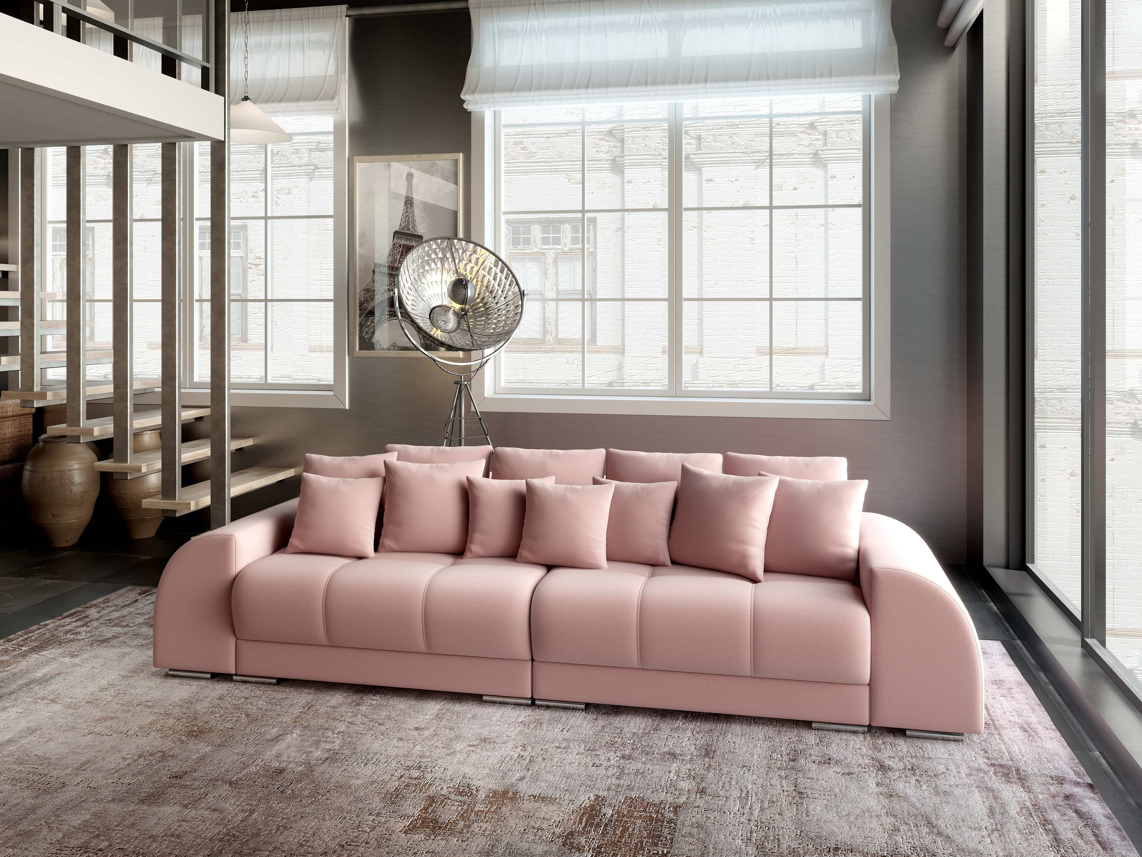 Canapea extensibilă dumonde cu 2 lăzi de depozitare si sezut confortabil din spuma high-density, Verona Royal Pink 310x100 cm