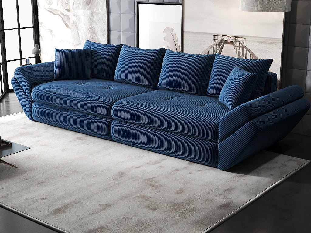 Canapea extensibilă dumonde cu ladă de depozitare si sezut confortabil din spuma high-density, Loana Zoom Albastru 300x100 cm
