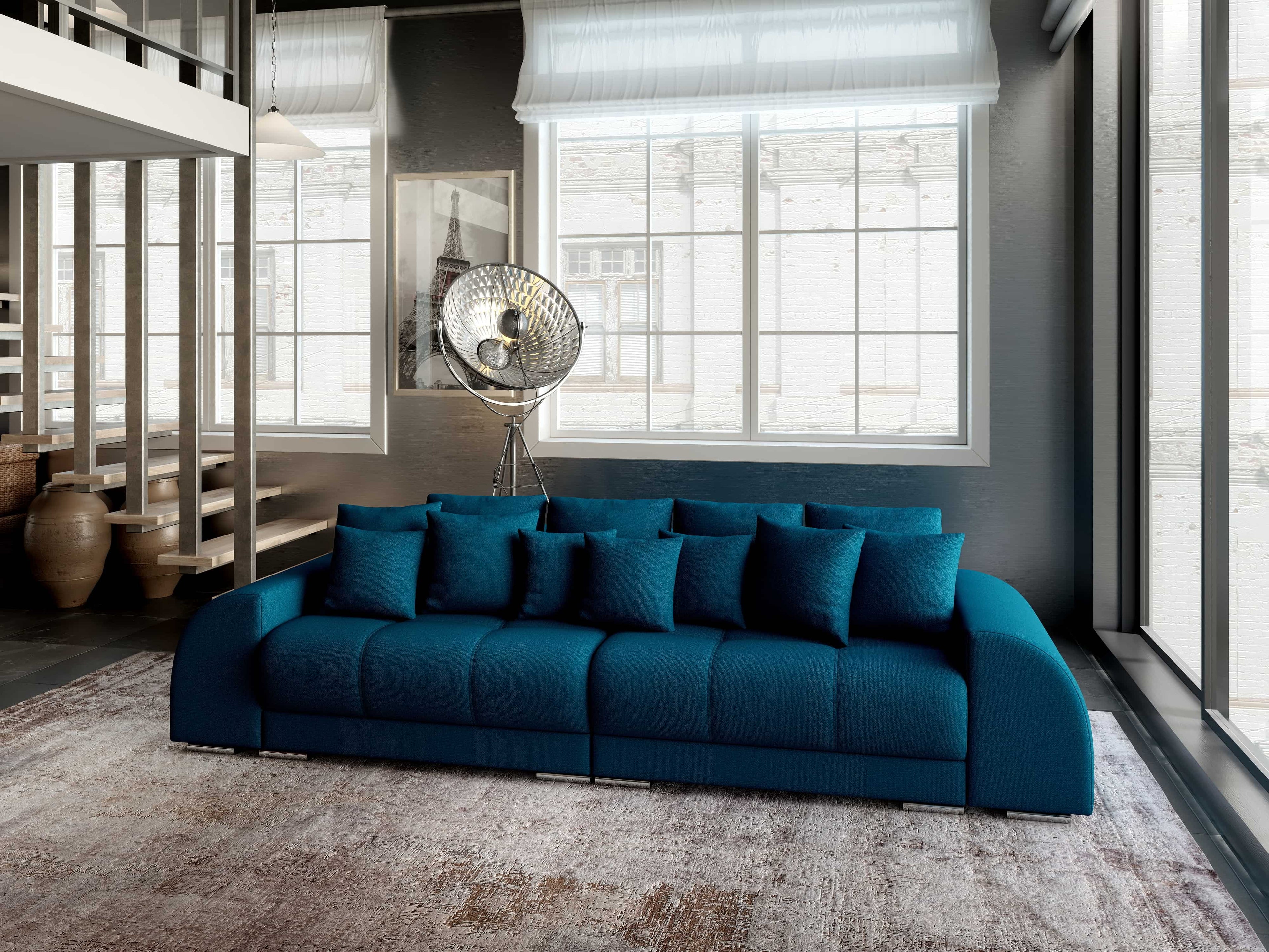 Canapea extensibilă dumonde cu 2 lăzi de depozitare si sezut confortabil din spuma high-density, Verona Enjoy Petrol 310x100 cm