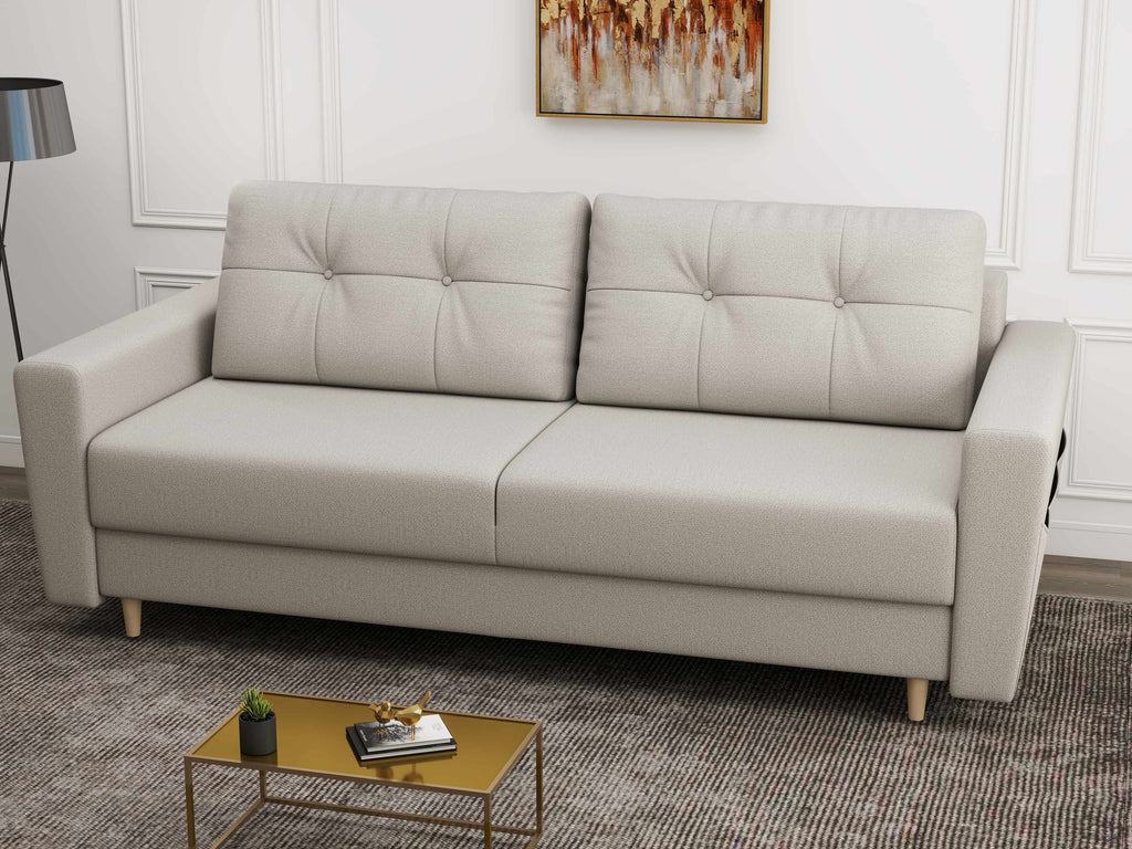 Canapea extensibilă dumonde cu ladă de depozitare si sezut confortabil din spuma high-density, Summer Enjoy Bej 225x100 cm