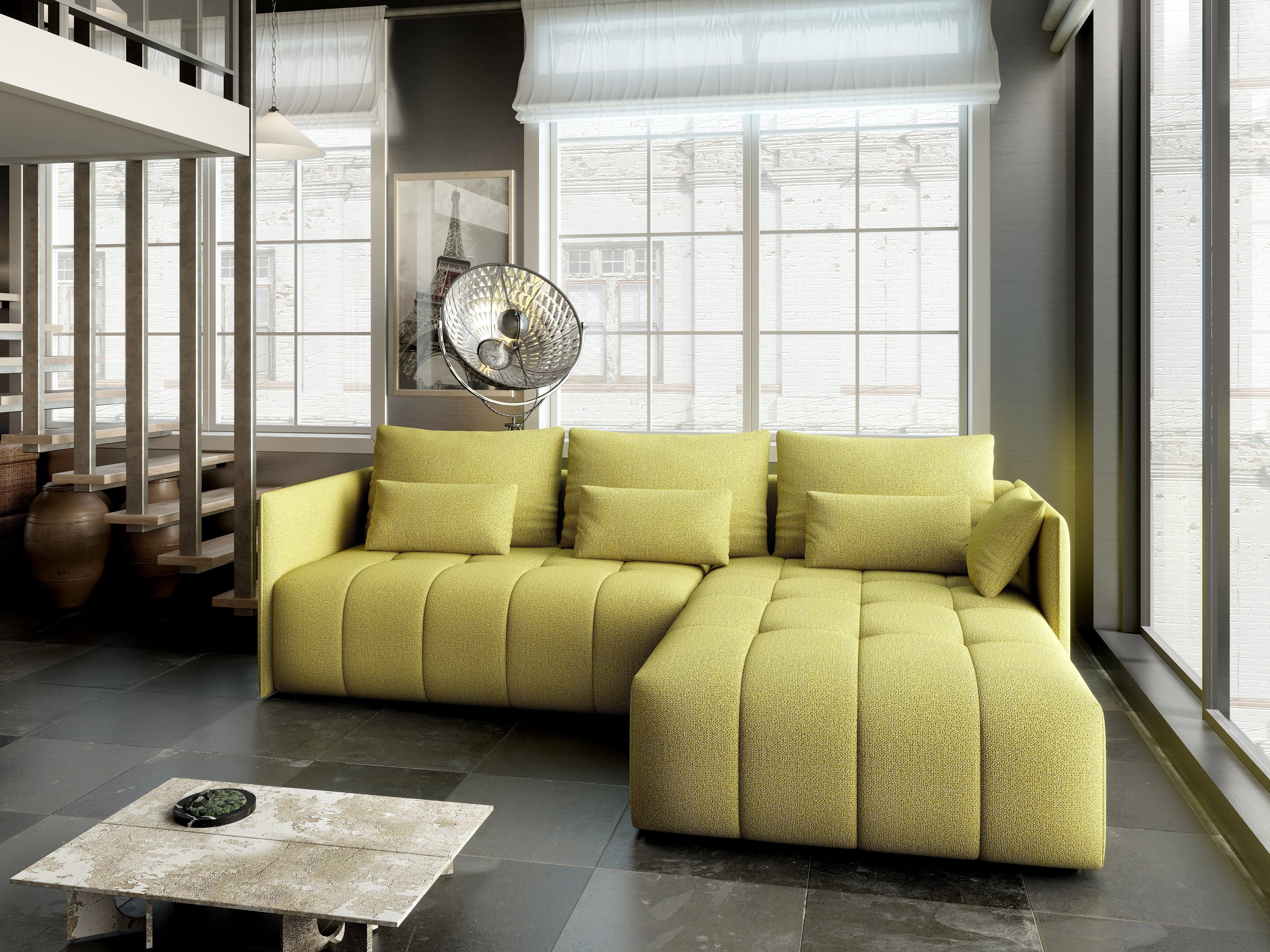 Colțar extensibil dumonde cu ladă de depozitare si sezut confortabil din spuma high-density, Malta Enjoy Green II 235x185 cm