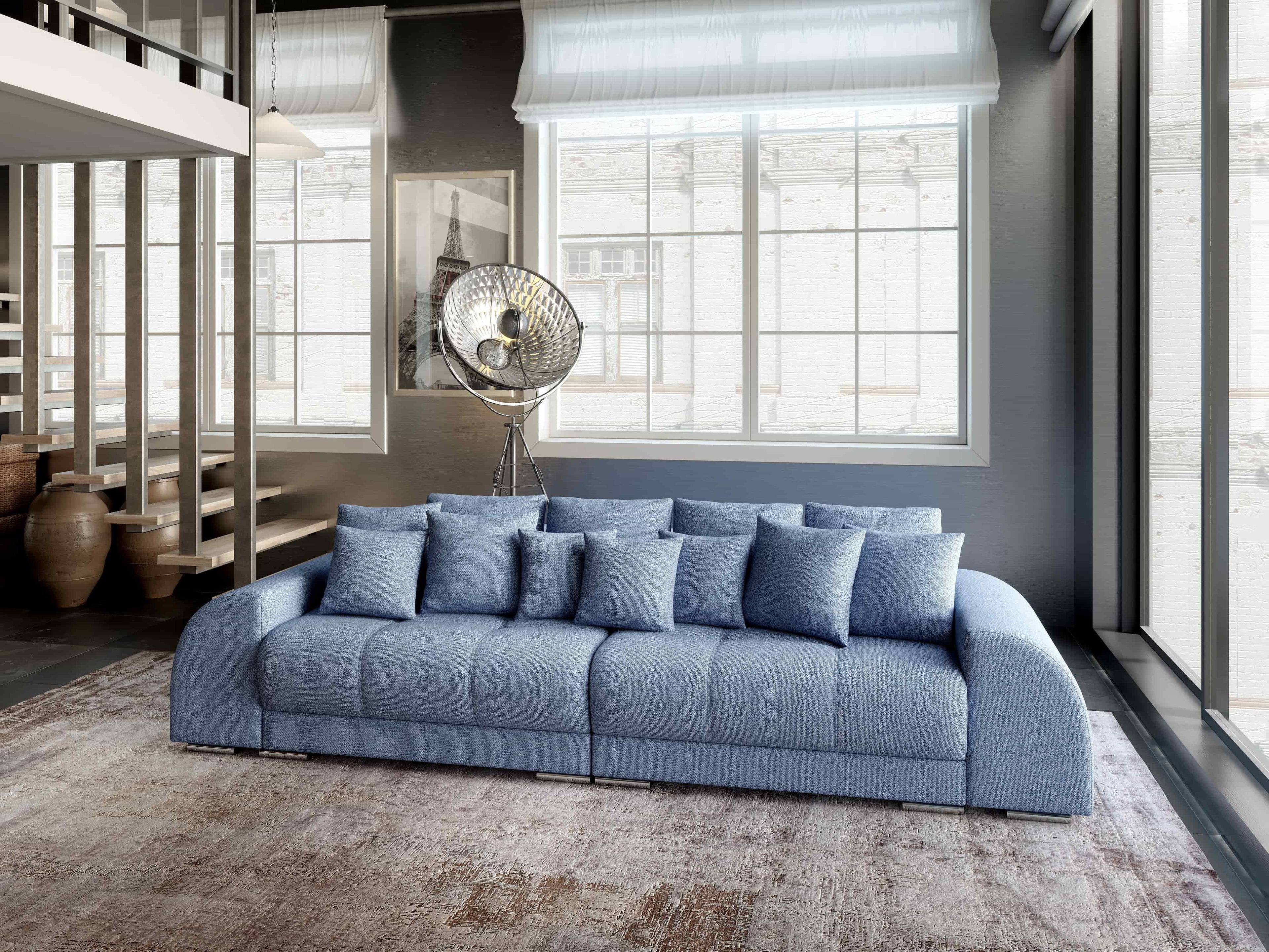 Canapea extensibilă dumonde cu 2 lăzi de depozitare si sezut confortabil din spuma high-density, Verona Enjoy Blue 310x100 cm