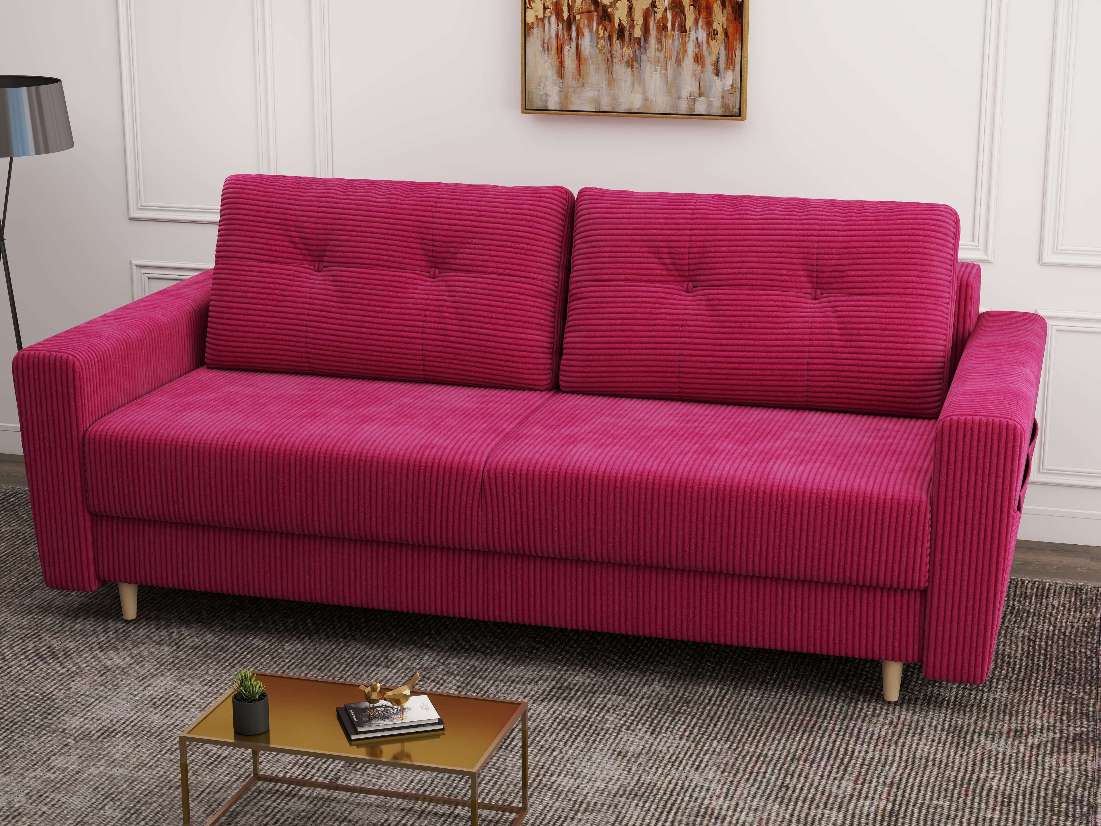 Canapea extensibilă dumonde cu ladă de depozitare si sezut confortabil din spuma high-density, Summer Zoom Rosu 225x100 cm