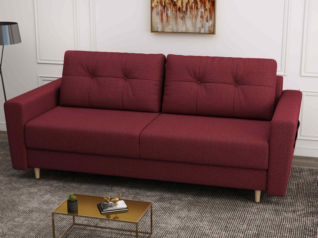 Canapea extensibilă dumonde cu ladă de depozitare si sezut confortabil din spuma high-density, Summer Enjoy Rosu 225x100 cm