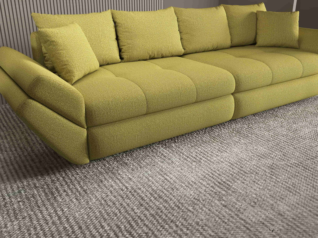 Canapea extensibilă dumonde cu ladă de depozitare si sezut confortabil din spuma high-density, Loana Enjoy Verde 300x100 cm