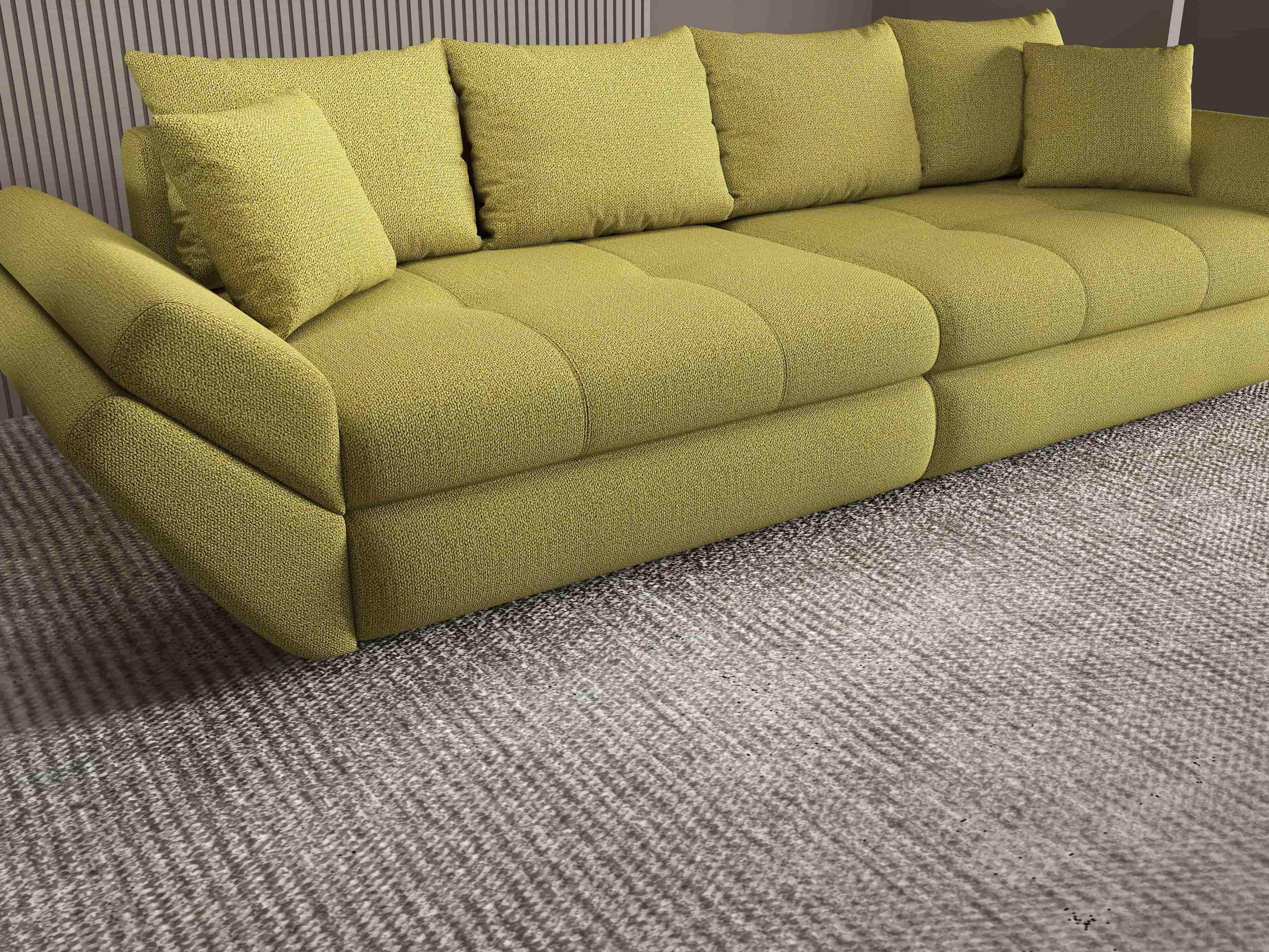 Canapea extensibilă dumonde cu ladă de depozitare si sezut confortabil din spuma high-density, Loana Enjoy Verde 300x100 cm