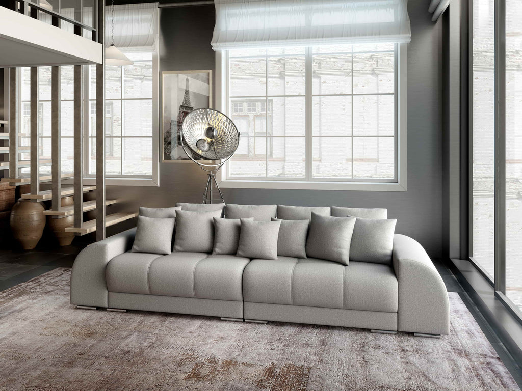 Canapea extensibilă dumonde cu 2 lăzi de depozitare si sezut confortabil din spuma high-density, Verona Enjoy Silver 310x100 cm