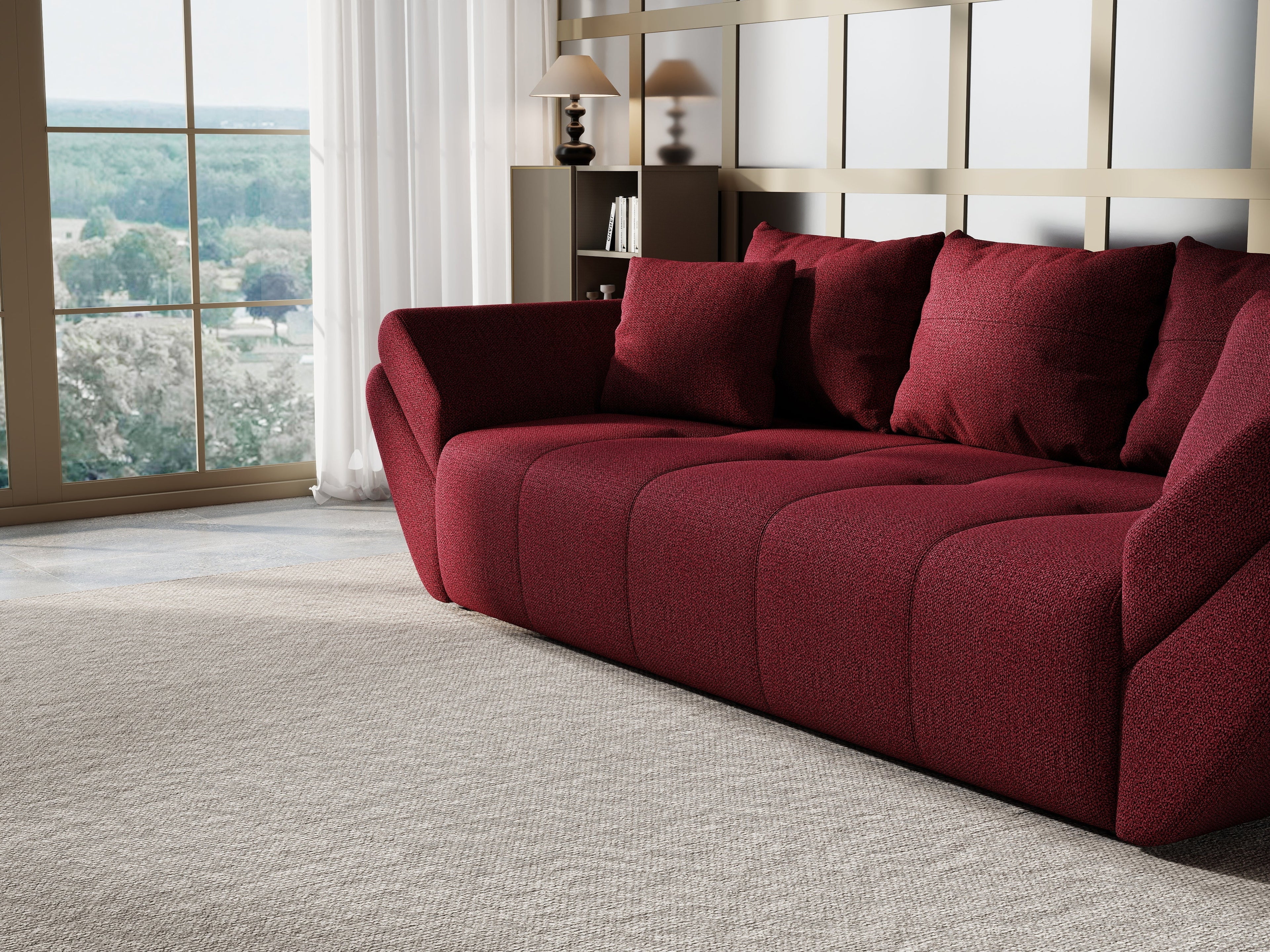 Canapea extensibilă dumonde cu ladă de depozitare si sezut confortabil din spuma high-density, Berlin Enjoy Winery 250x100 cm