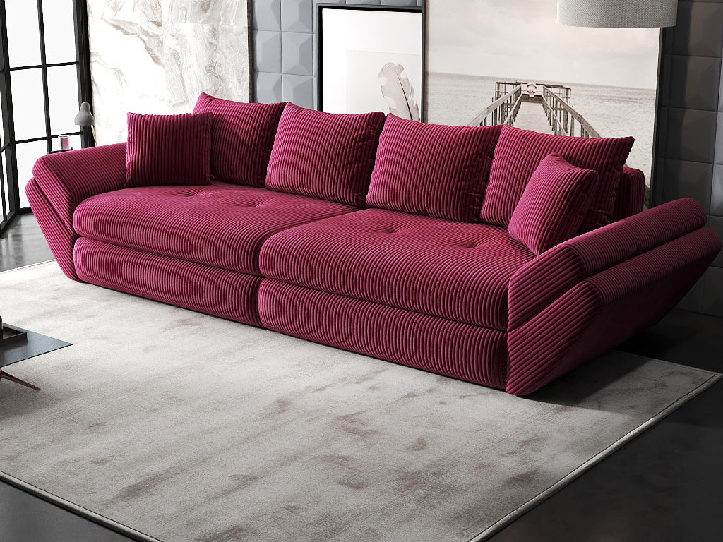 Canapea extensibilă dumonde cu ladă de depozitare si sezut confortabil din spuma high-density, Loana Zoom Rosu 300x100 cm