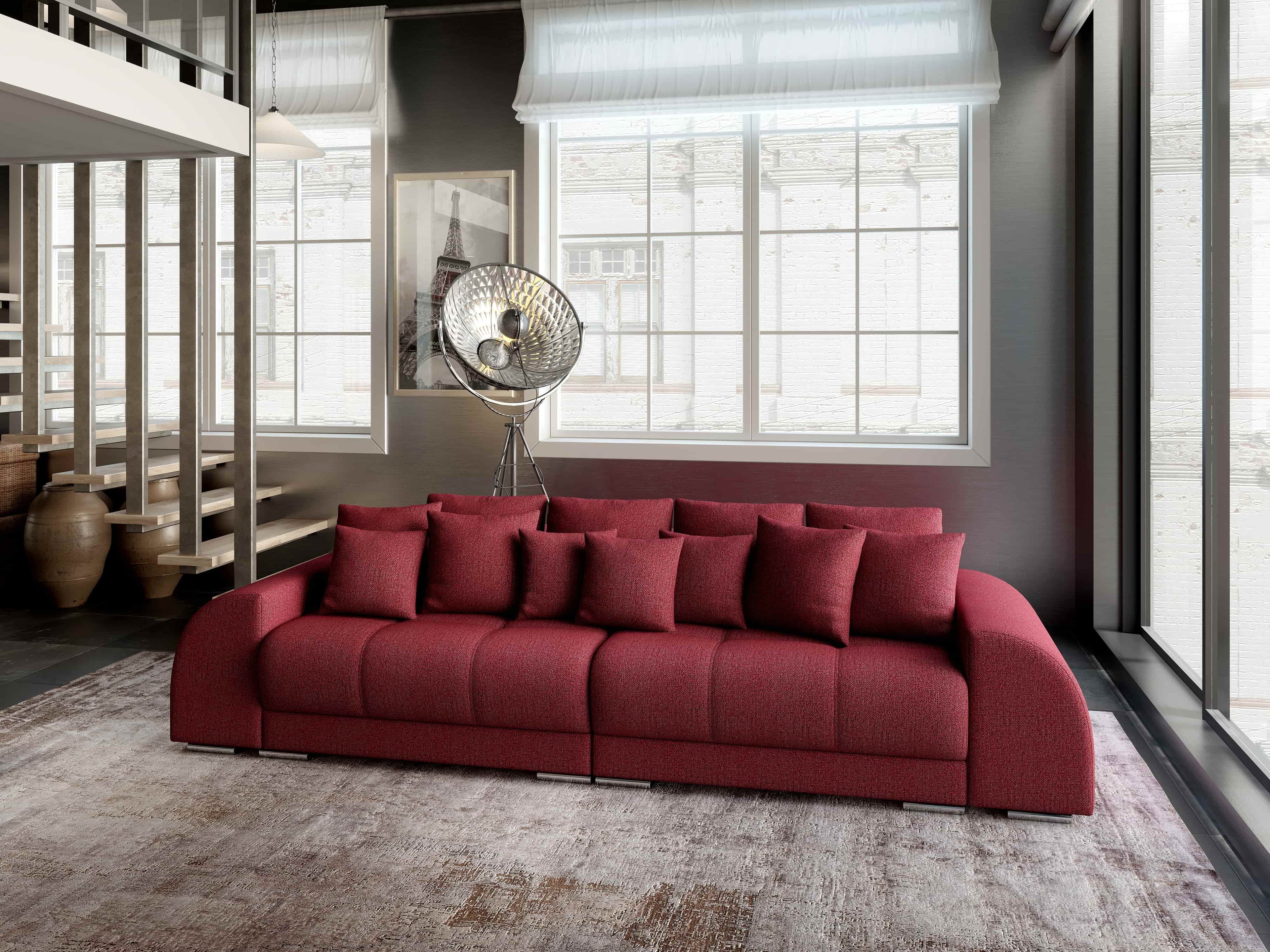 Canapea extensibilă dumonde cu 2 lăzi de depozitare si sezut confortabil din spuma high-density, Verona Enjoy Red 310x100 cm