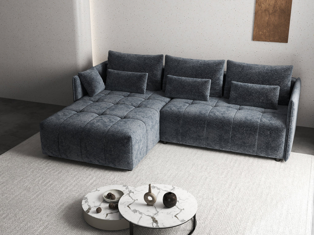 Colțar extensibil dumonde cu ladă de depozitare si sezut confortabil din spuma high-density, Malta Euphoria Grafit 235x185 cm